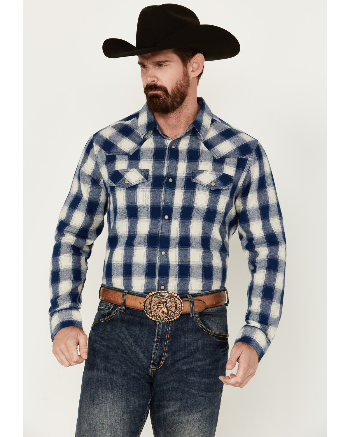 Cody James Men's Buffalo Plaid Print Long Sleeve Snap Western Flannel Shirt