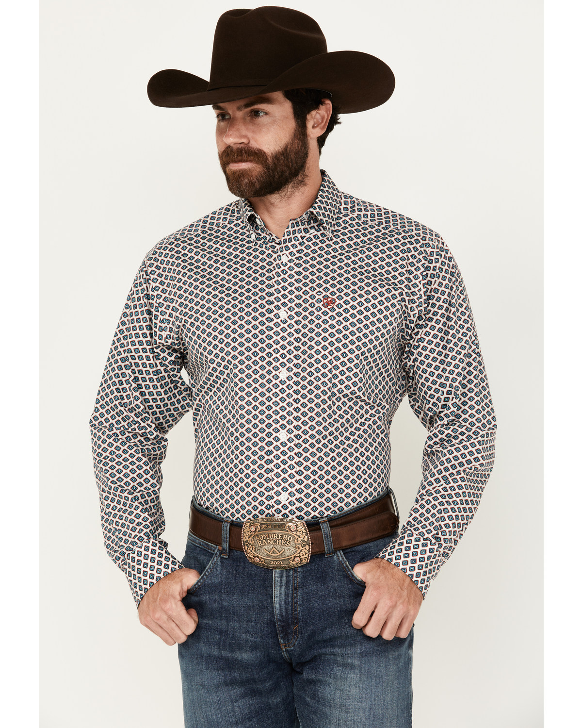 Ariat Men's Grayden Southwestern Geo Print Long Sleeve Button-Down Western Shirt