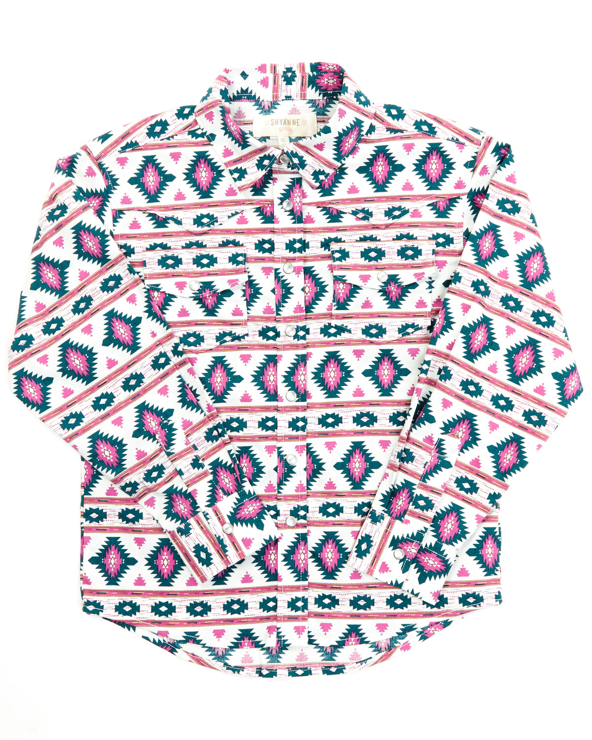 Shyanne Toddler Girls' Southwestern Print Long Sleeve Western Button-Down Shirt