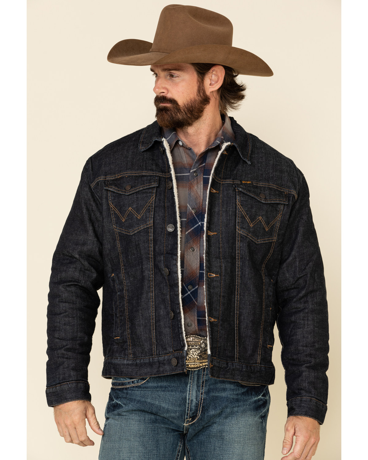 wrangler sherpa lined denim jacket