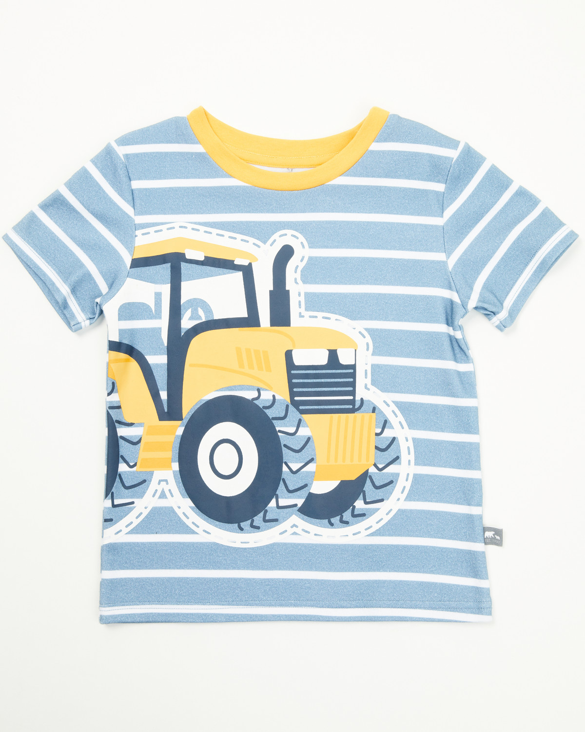 Rugged Bear Toddler Boys' Tractor Striped Short Sleeve T-Shirt