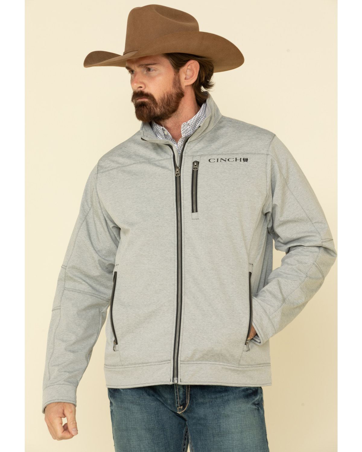 Cinch Men's Grey Solid Textured Bonded