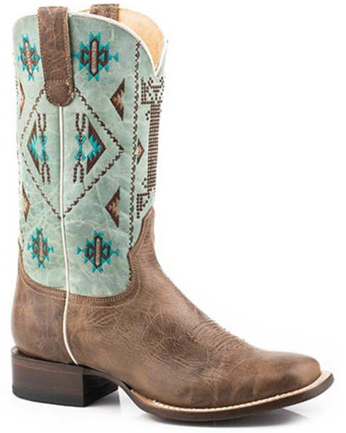 Roper Women's Out West Southwestern Embroidered Performance Western Boots - Square Toe