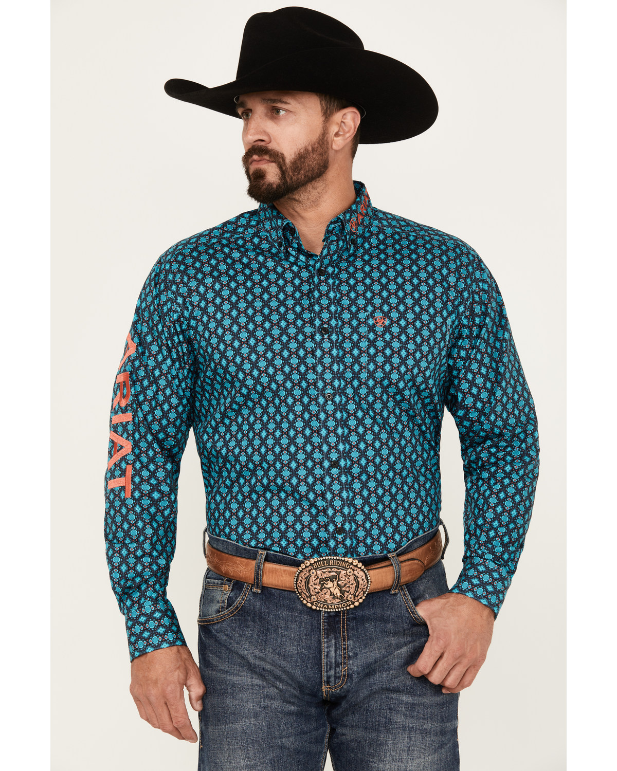 Ariat Men's Team Case Print Long Sleeve Button-Down Western Shirt