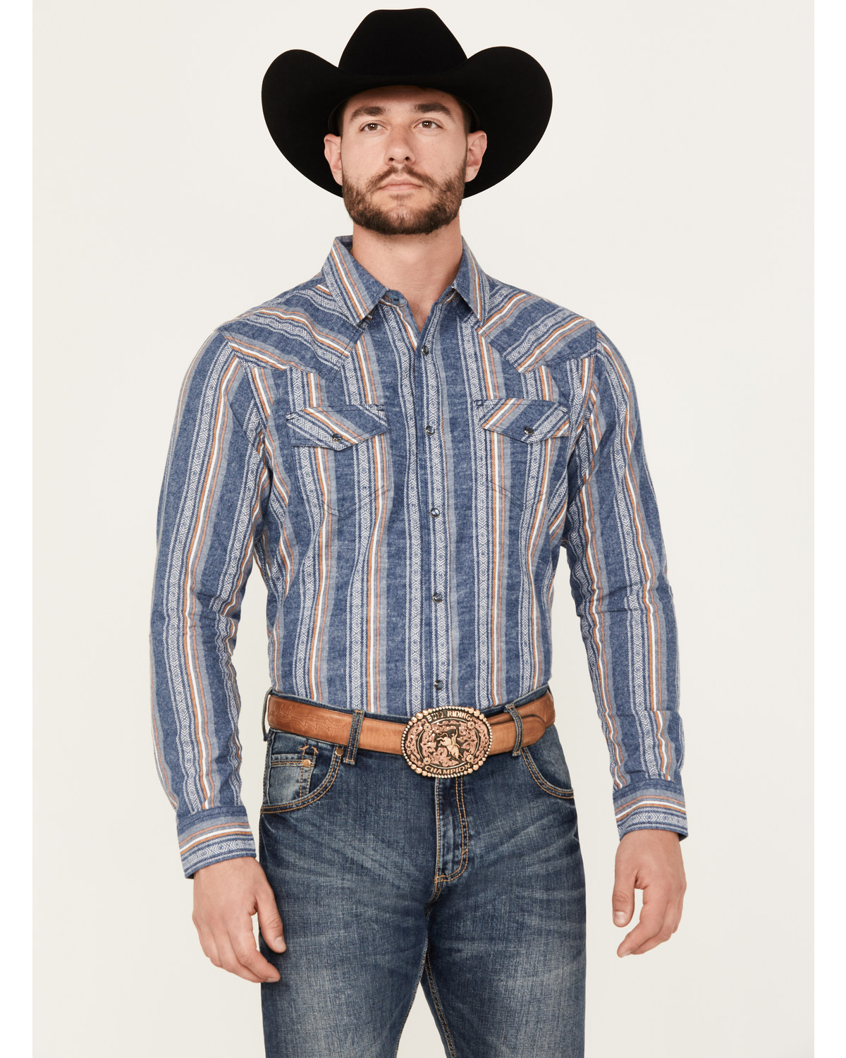 Cody James Men's Sky Lodge Striped Print Long Sleeve Pearl Snap Western Shirt