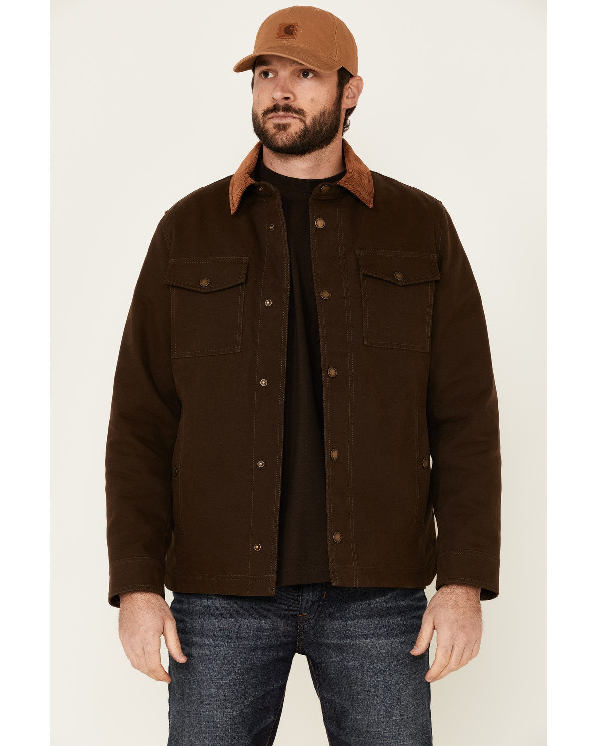 Pendleton Men's Solid Olive Canvas Snap-Down Shirt Jacket