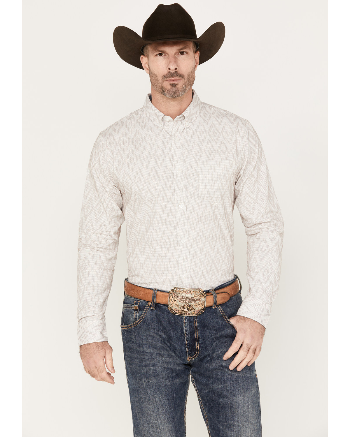 Cody James Men's Accent Geo Print Long Sleeve Button Down Shirt