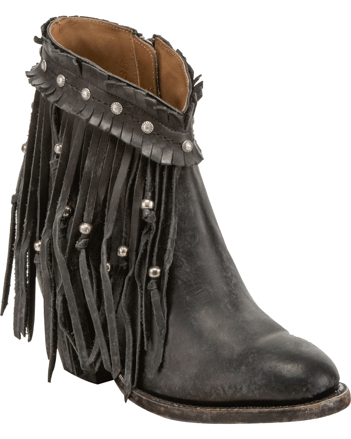 womens black fringe boots