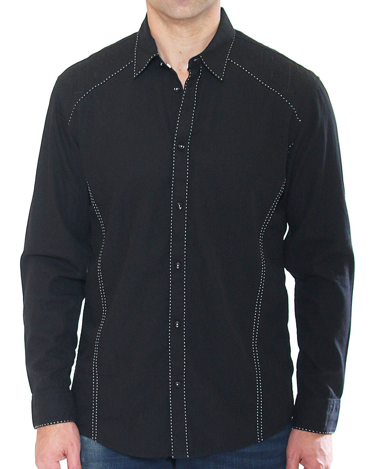 Austin Season Men's Long Sleeve Contrast Stitching Button Down Shirt
