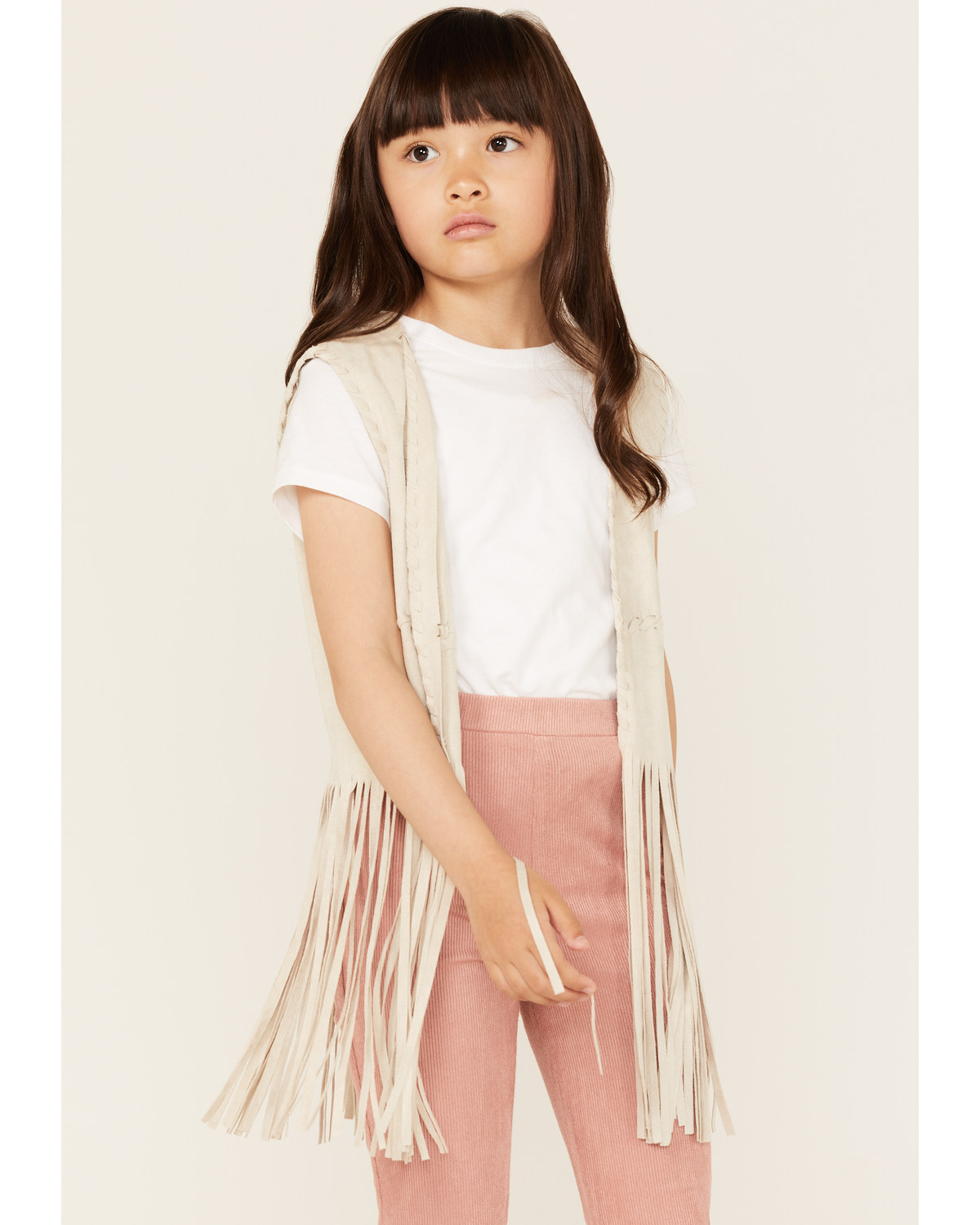 Fornia Girls' Fringe Faux Suede Vest