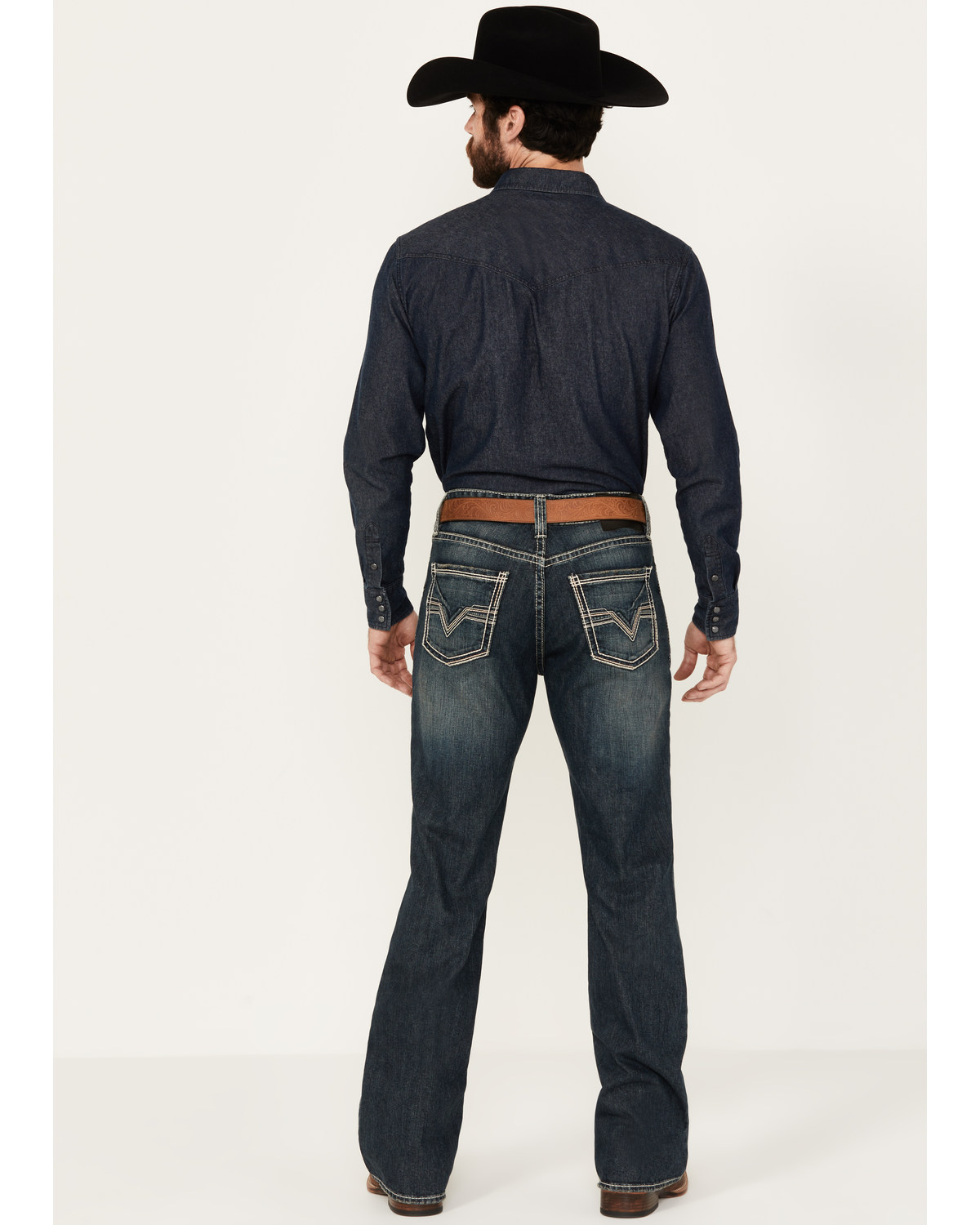 Rock & Roll Denim Men's Double Barrel Medium Vintage Wash Relaxed Bootcut Rigid Jeans
