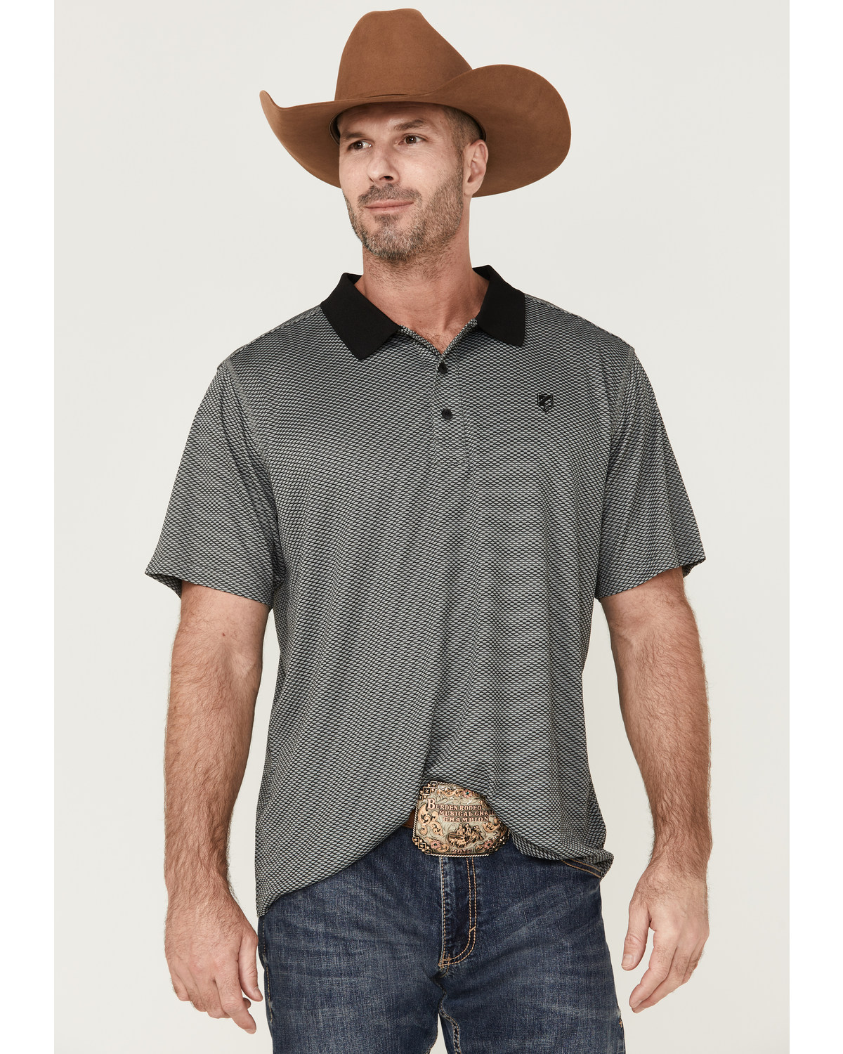 RANK 45® Men's Reride Geo Print Short Sleeve Performance Polo Shirt