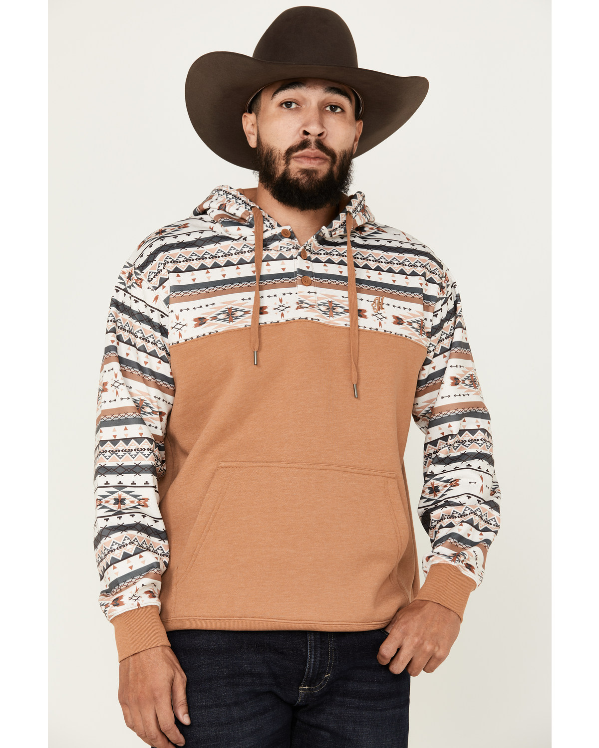 Hooey Men's Jimmy Southwestern Color Block Hooded Sweatshirt