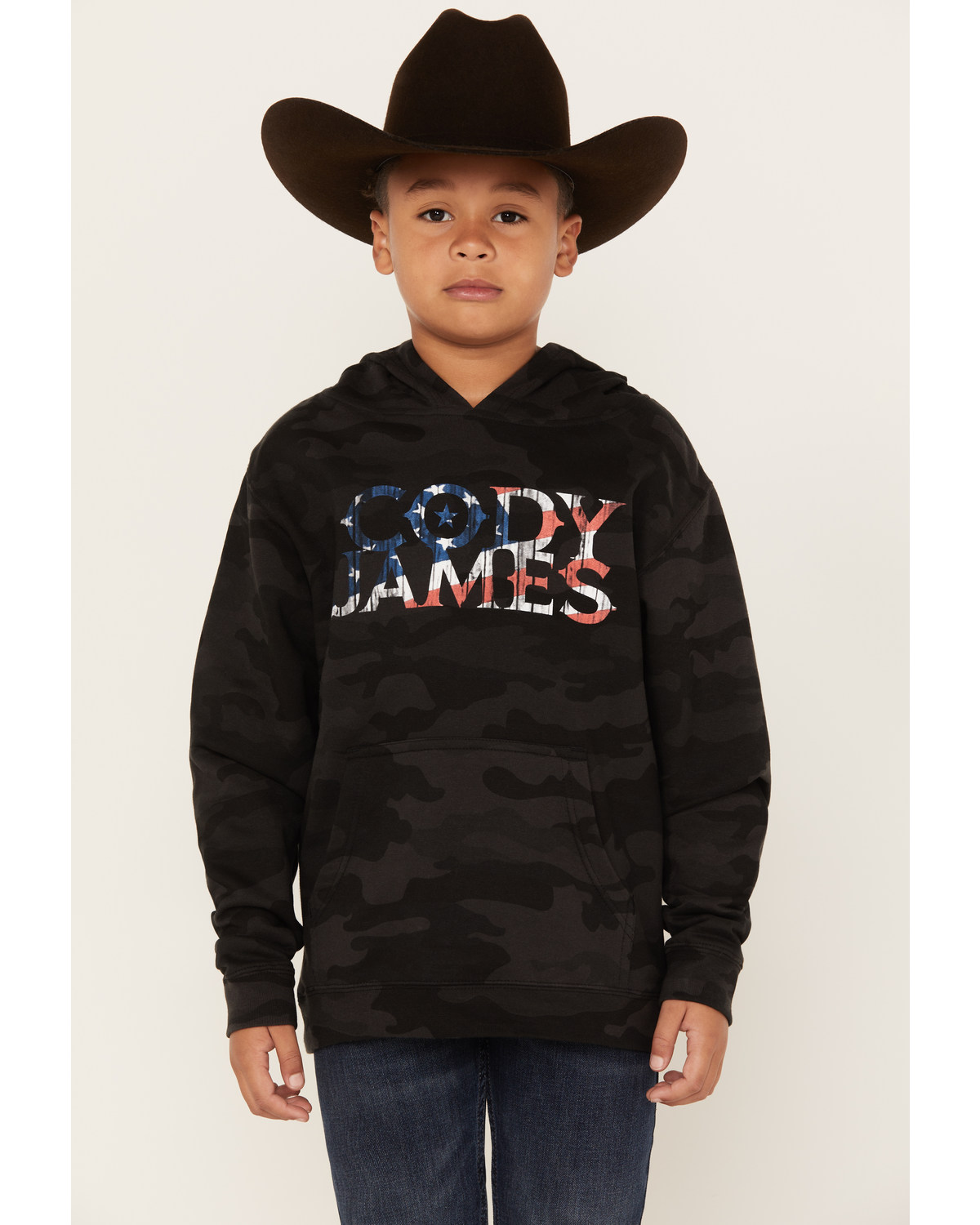 Cody James Boys' Flag Logo Camo Hooded Sweatshirt