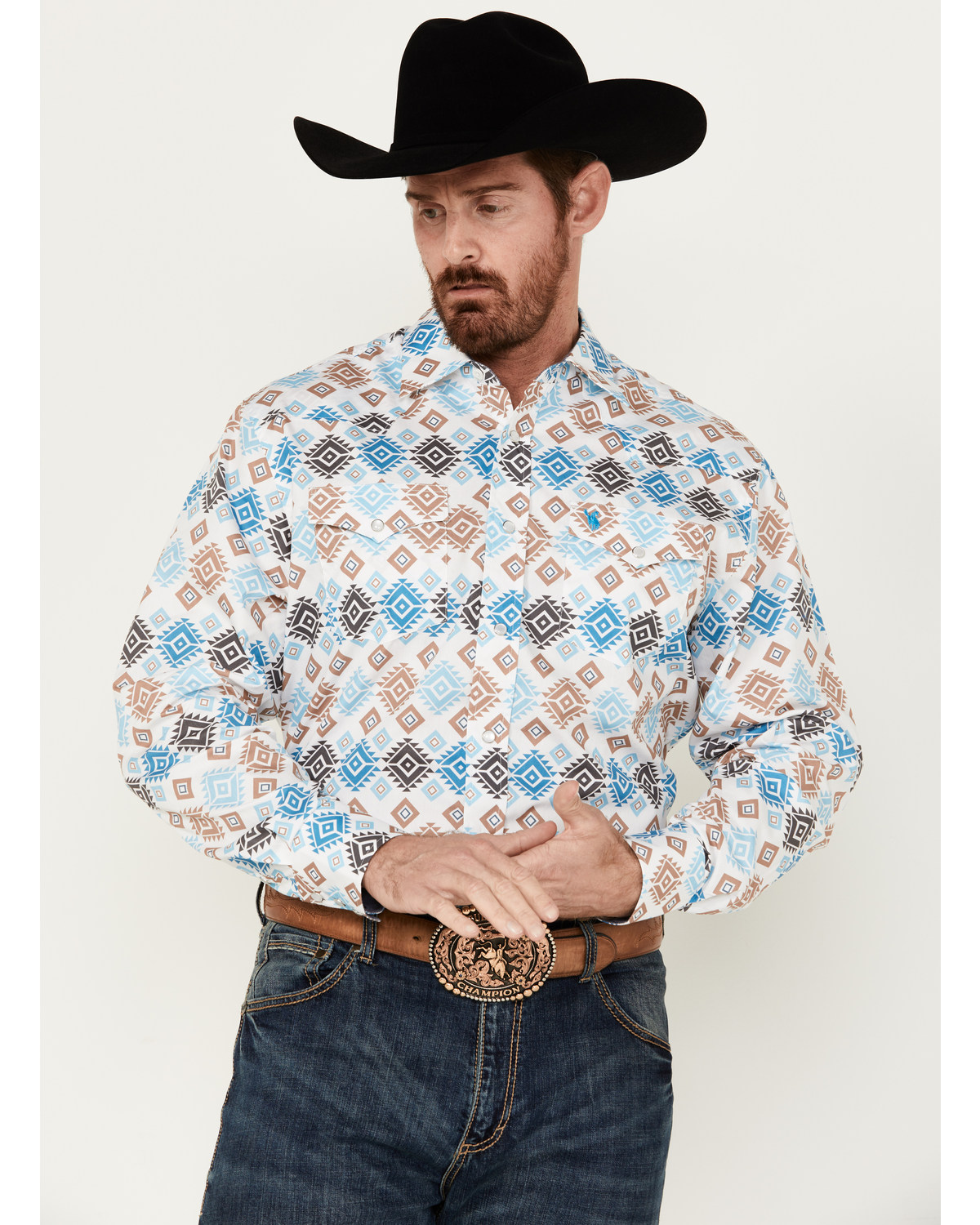 Rodeo Clothing Men s Southwestern Print Long Sleeve Pearl Snap Western Shirt Boot Barn in Tustin CA The Market Place