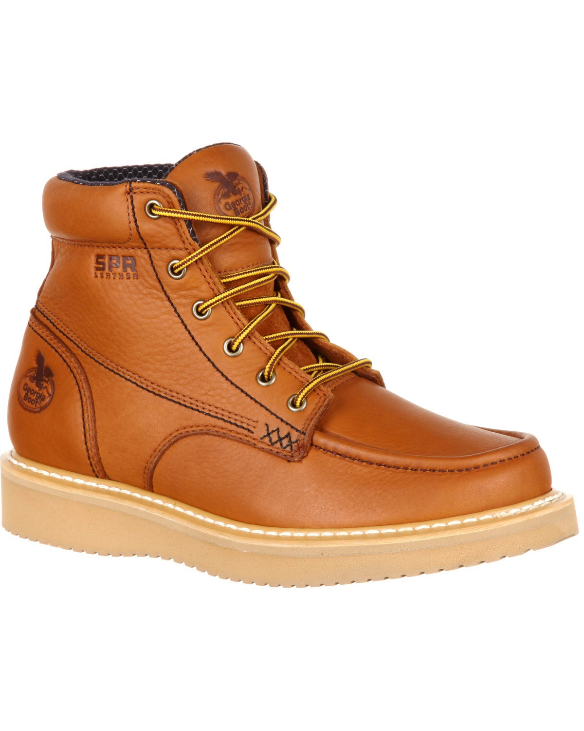 moc toe wedge sole work boots