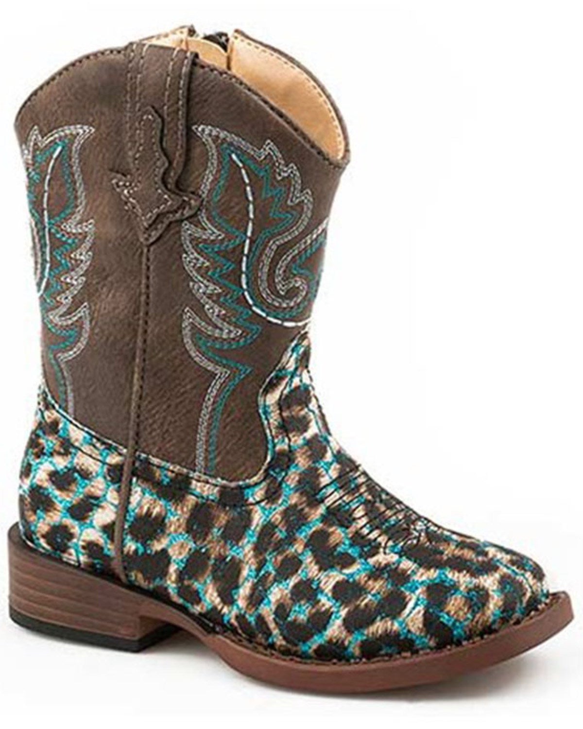 leopard print square toe boots