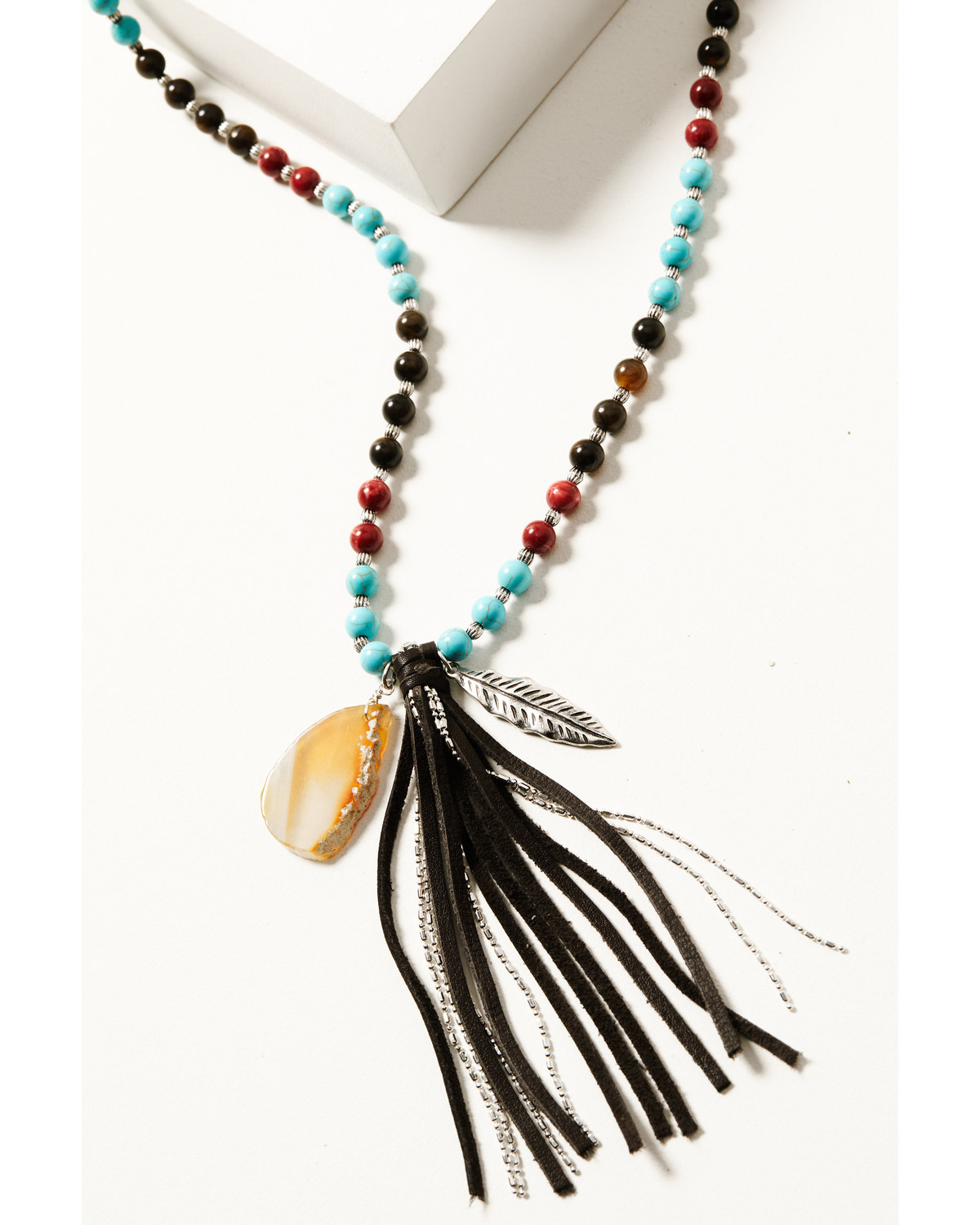 Shyanne Women's Dakota Agate Beaded Tassel Necklace