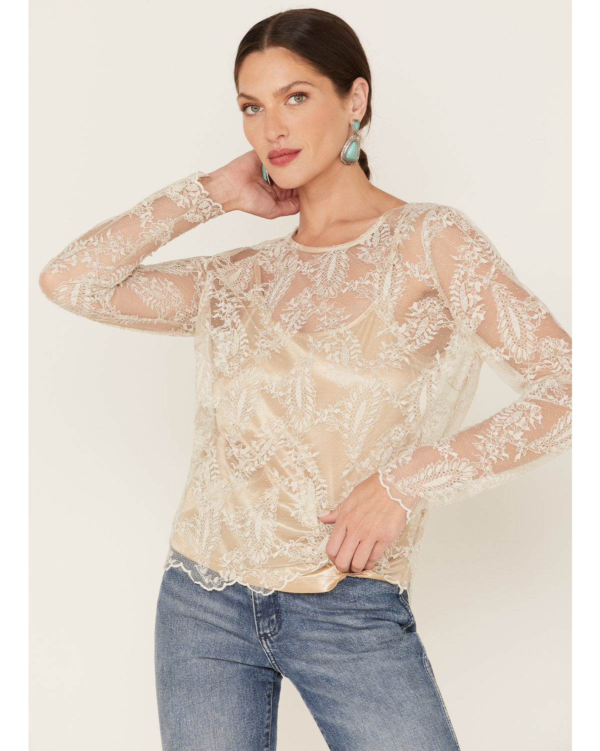 Shyanne Women's Two Tone Lace Layering Top