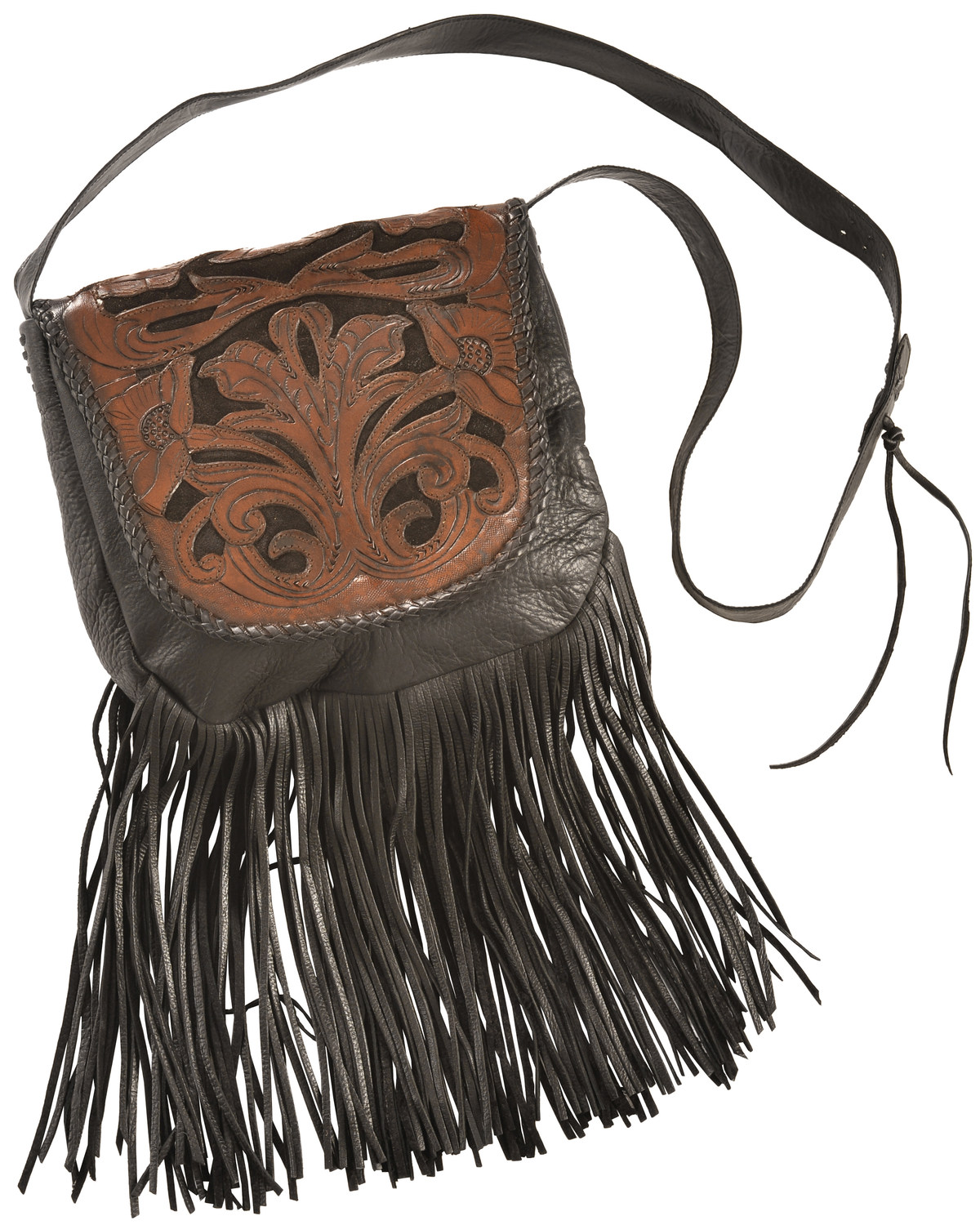 Kobler Leather Black Hand-Tooled Antique Finish Bag