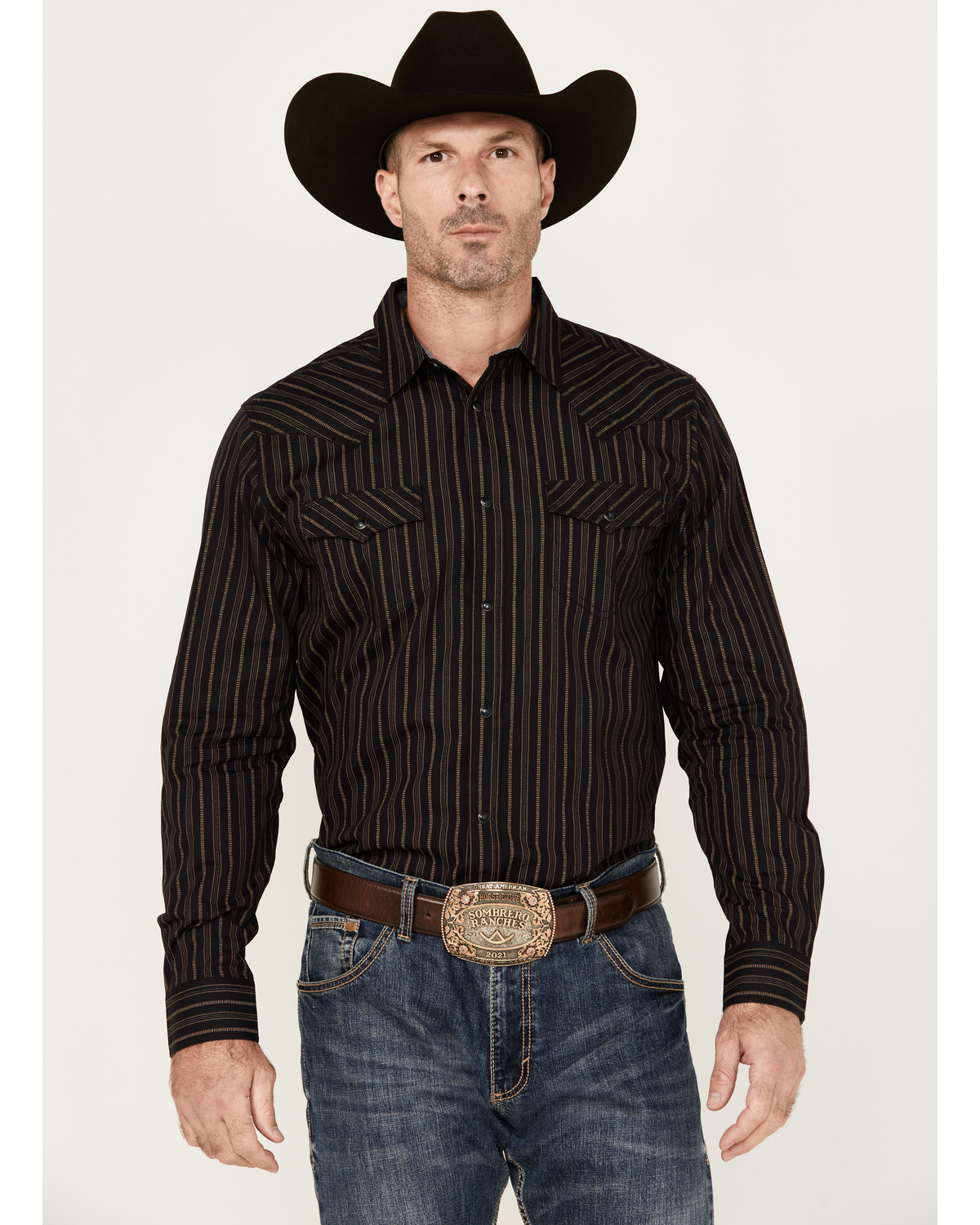 Cody James Men's Wrestler Striped Print Long Sleeve Snap Western Shirt