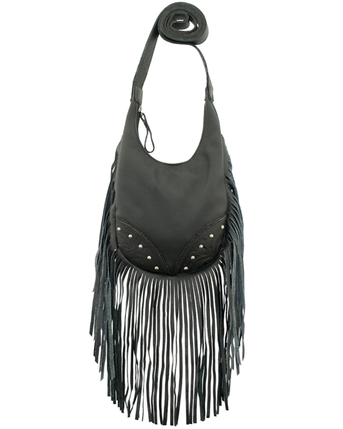 American West Women's Studded Fringe Crossbody Bag