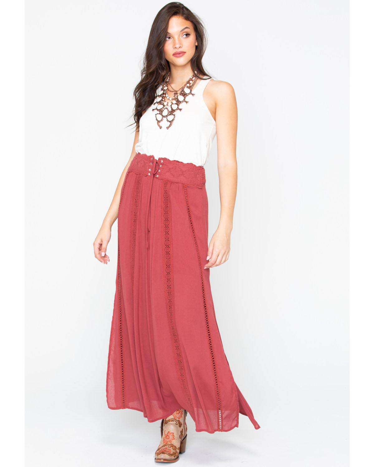 rust maxi skirt