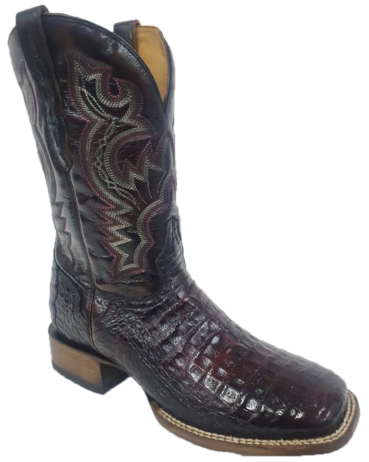 El Dorado Mens Handmade Caiman Cowboy Boot Wide Square Toe Ed2200 