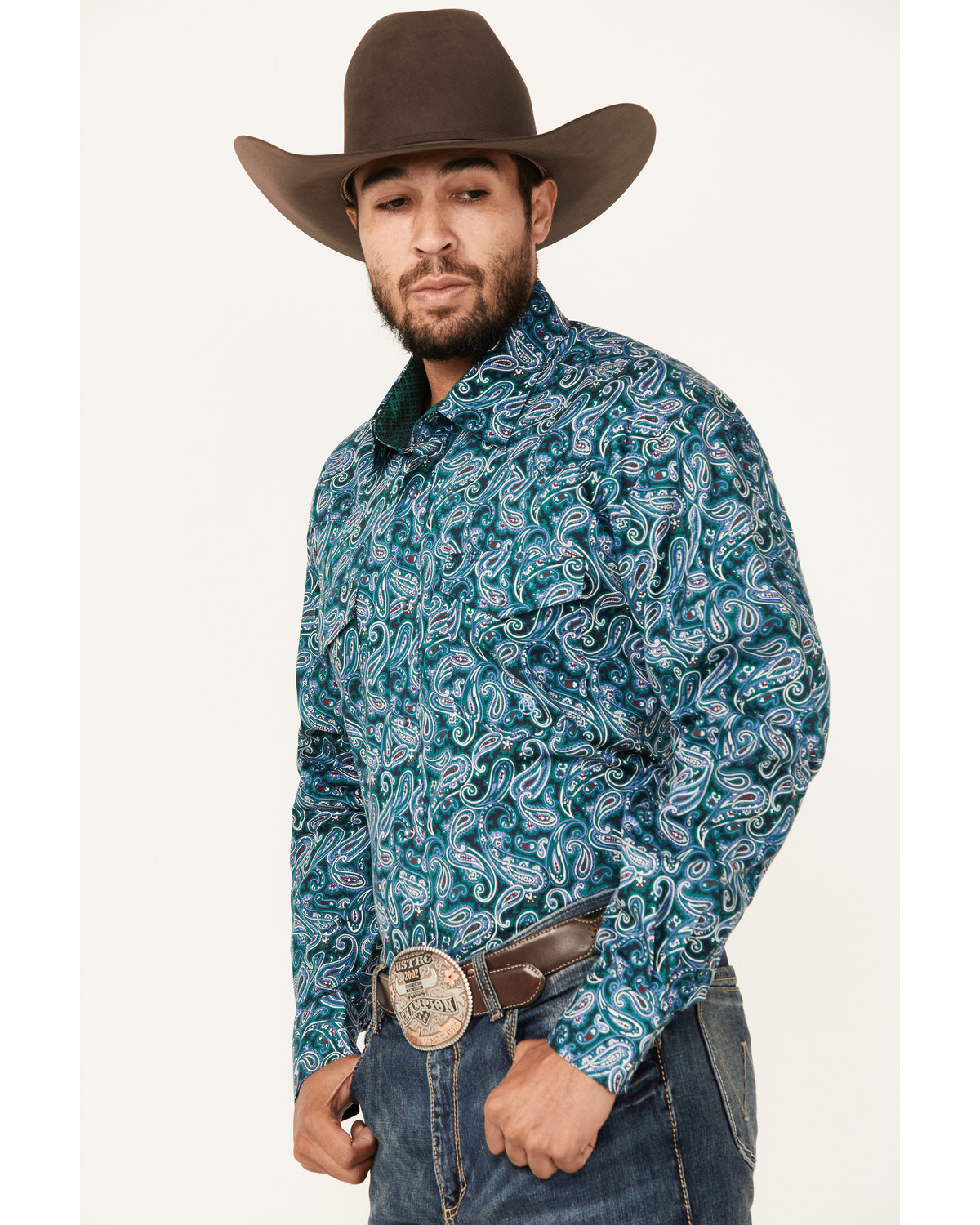 Roper Men's Amarillo Paisley Print Long Sleeve Snap Western Shirt