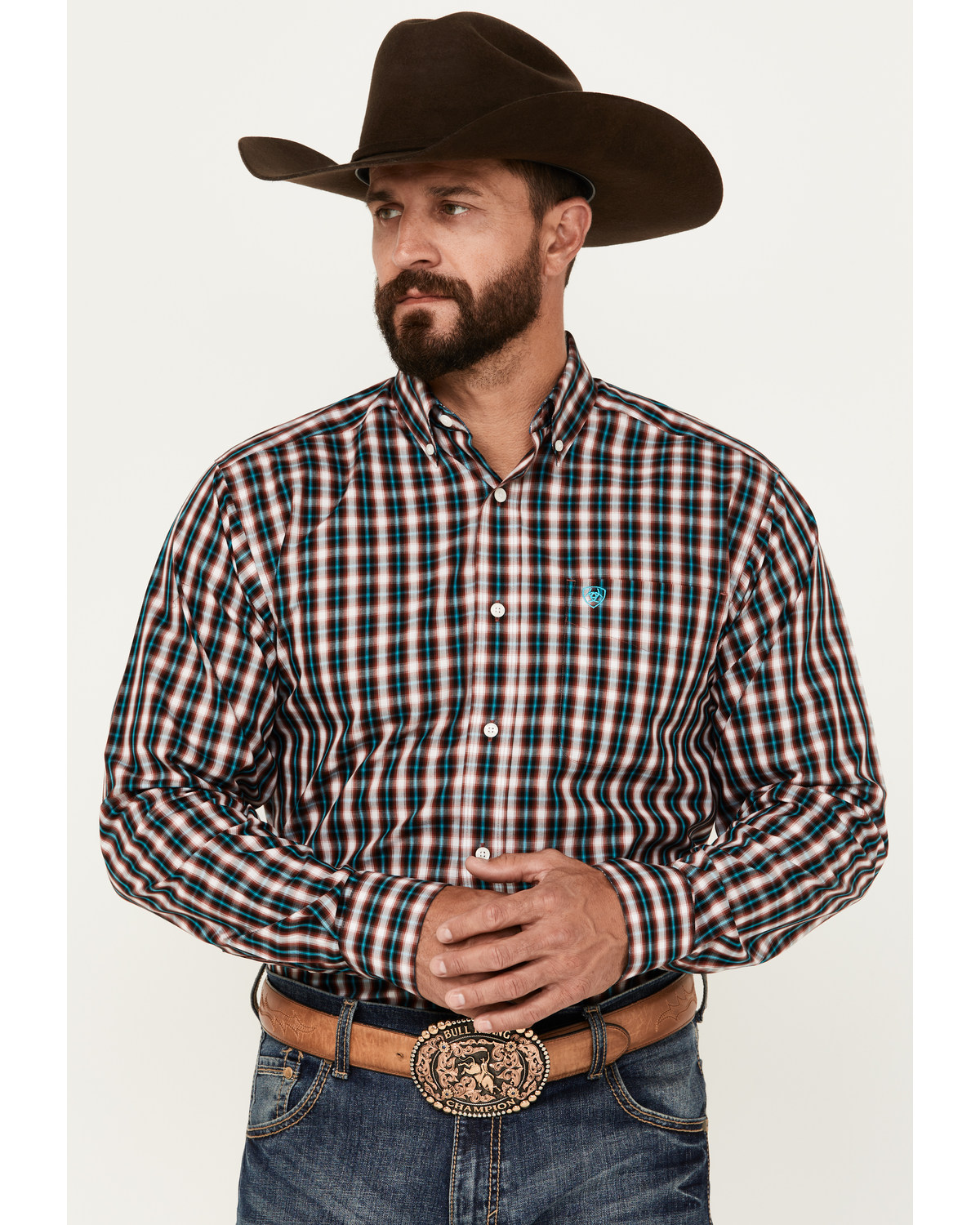 Ariat Men's Gatlin Plaid Print Long Sleeve Button-Down Western Shirt
