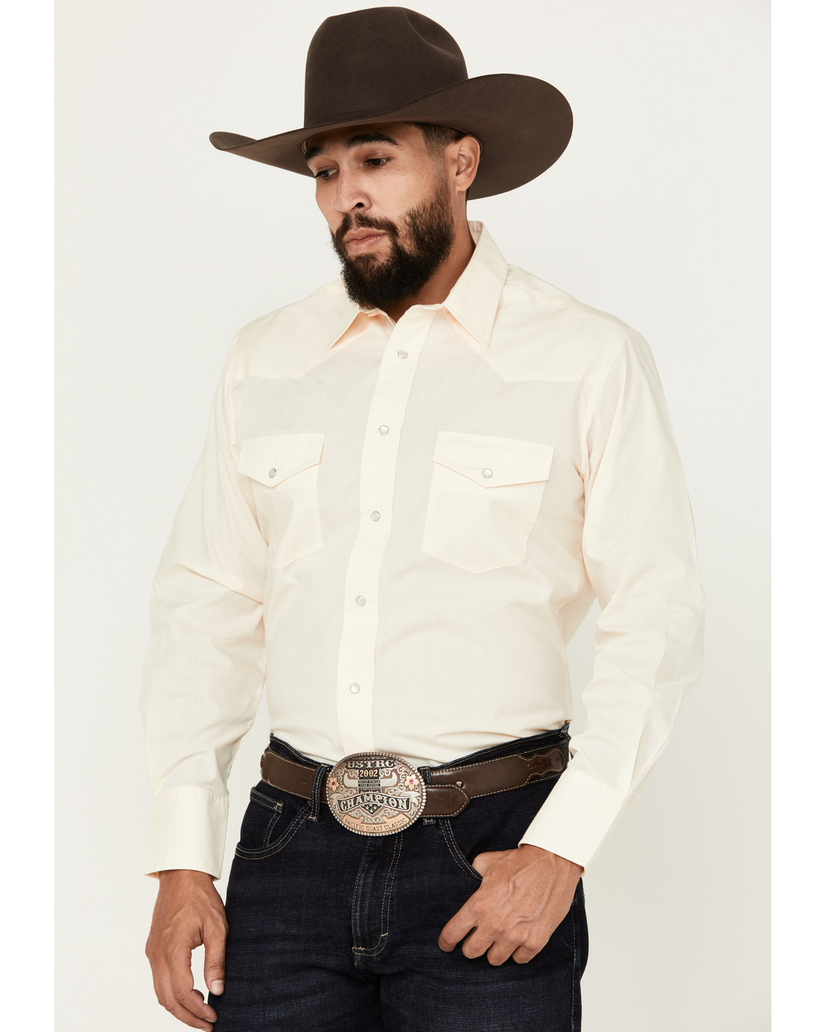 Roper Men's Solid Long Sleeve Pearl Snap Western Shirt
