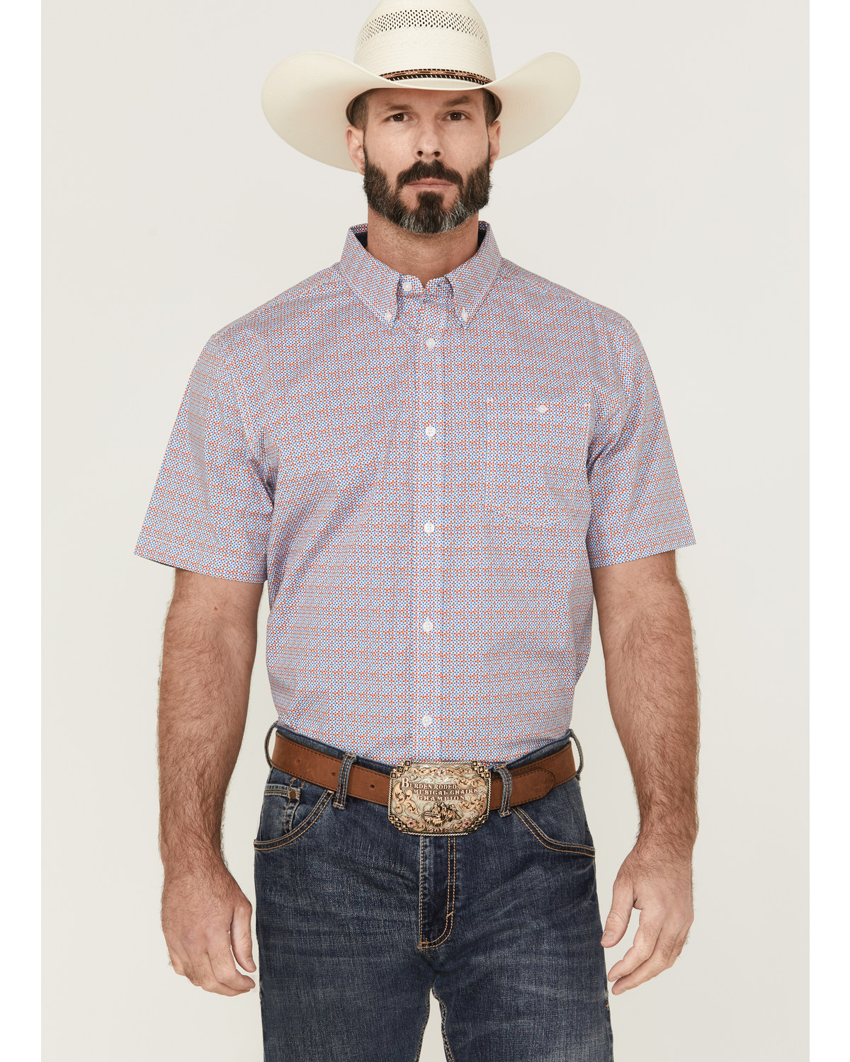 RANK 45® Men's Dude Ranch Geo Button-Down Western Shirt