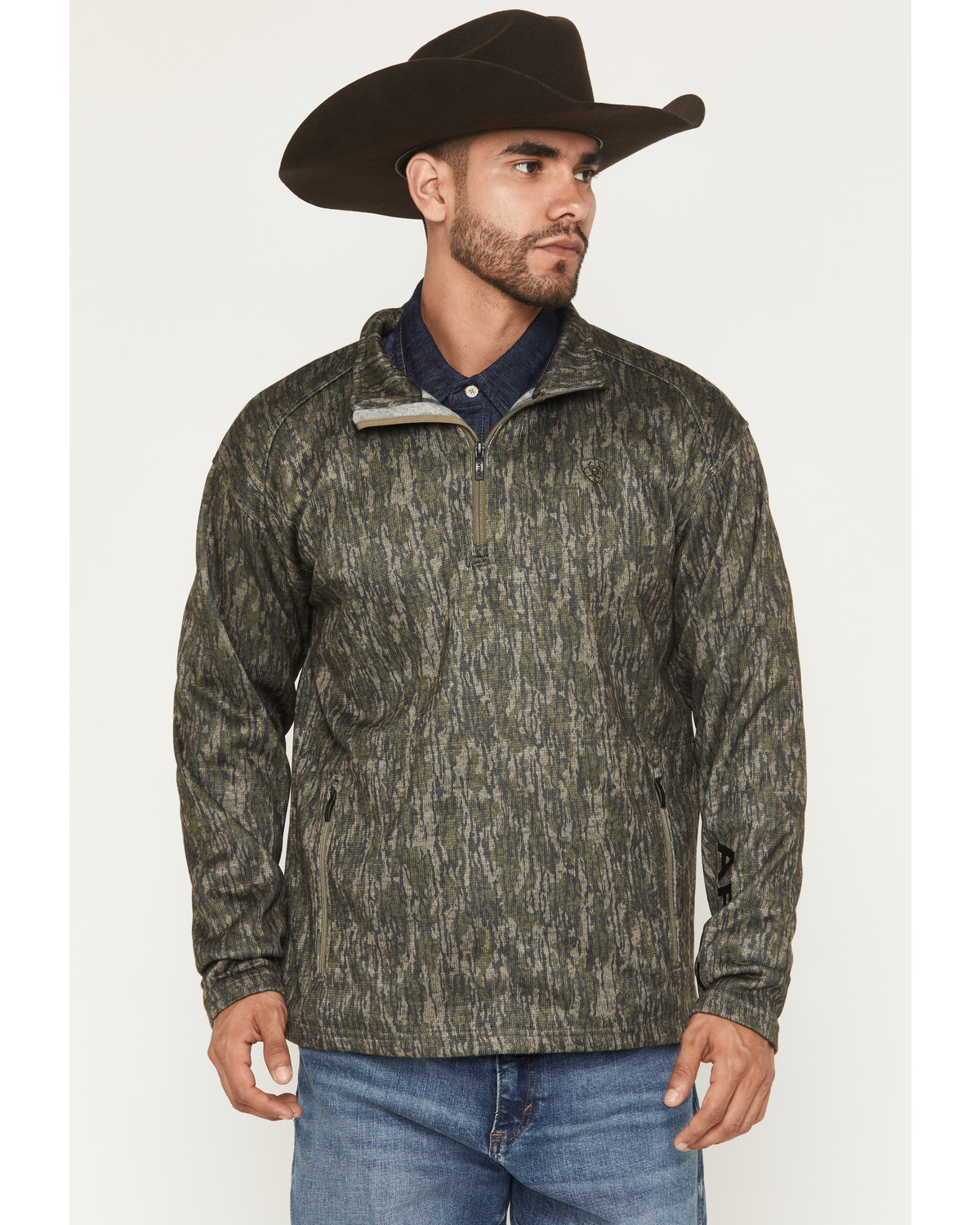 Ariat Men's Caldwell Camo Print 1/4 Zip Pullover Sweater