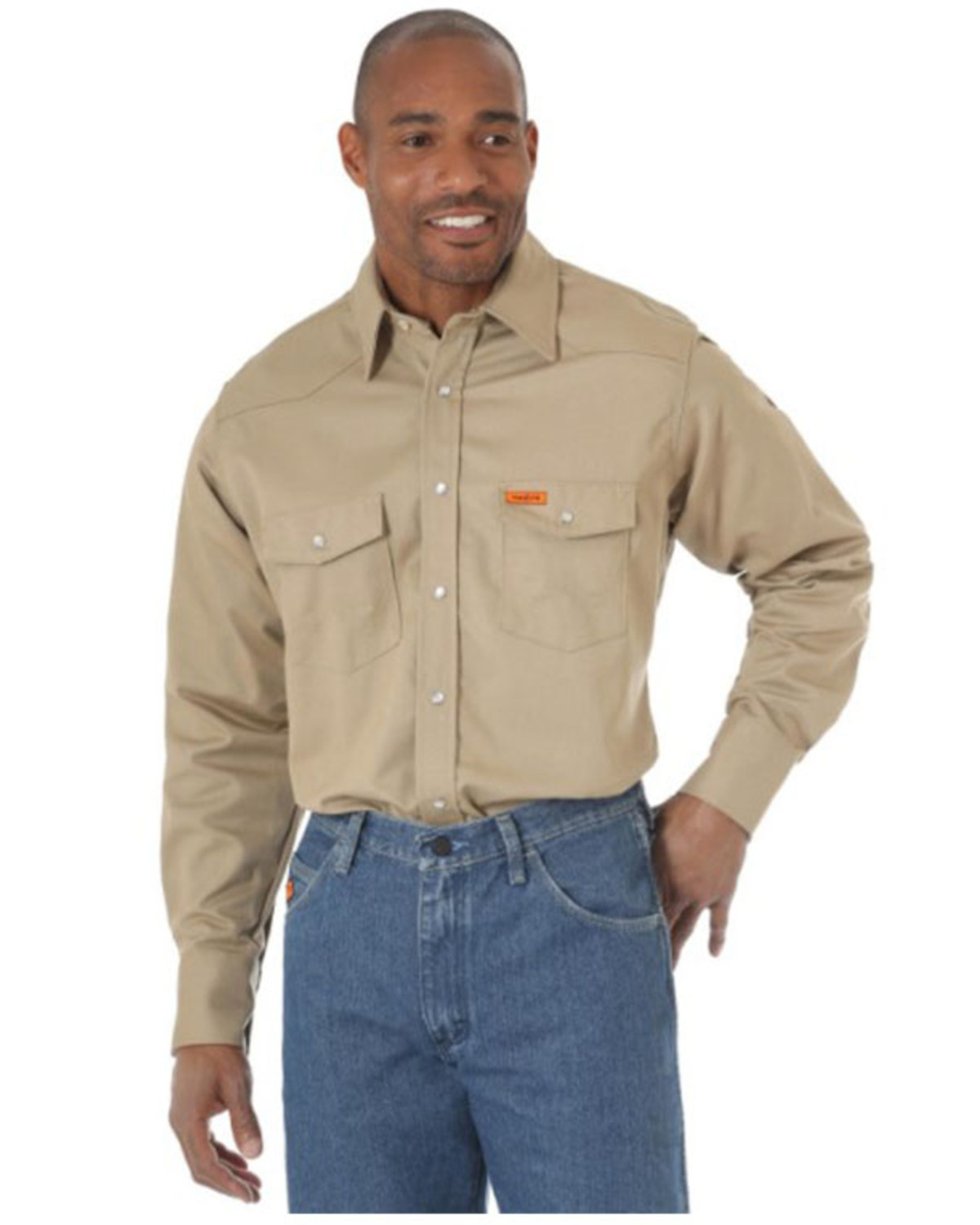 Wrangler Men's FR Long Sleeve Pearl Snap Work Shirt - Tall