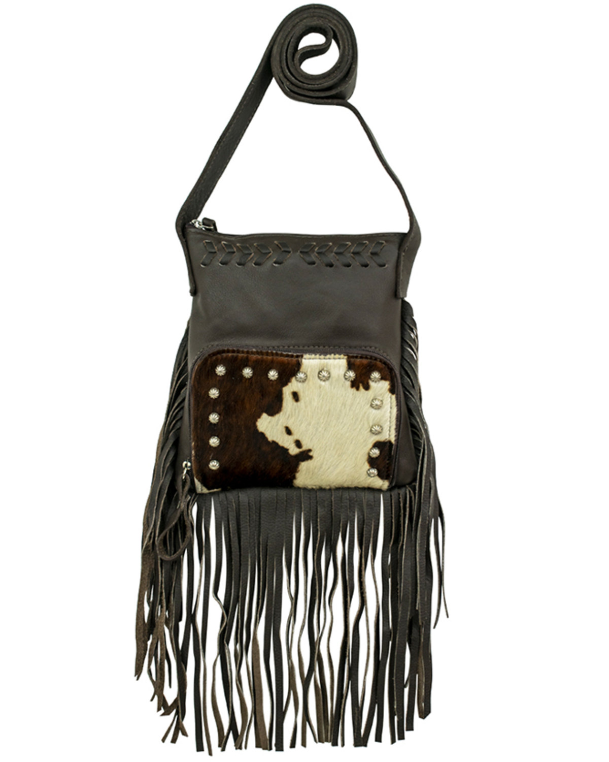 American West Women's Hair-On Pony Fringe Crossbody Bag