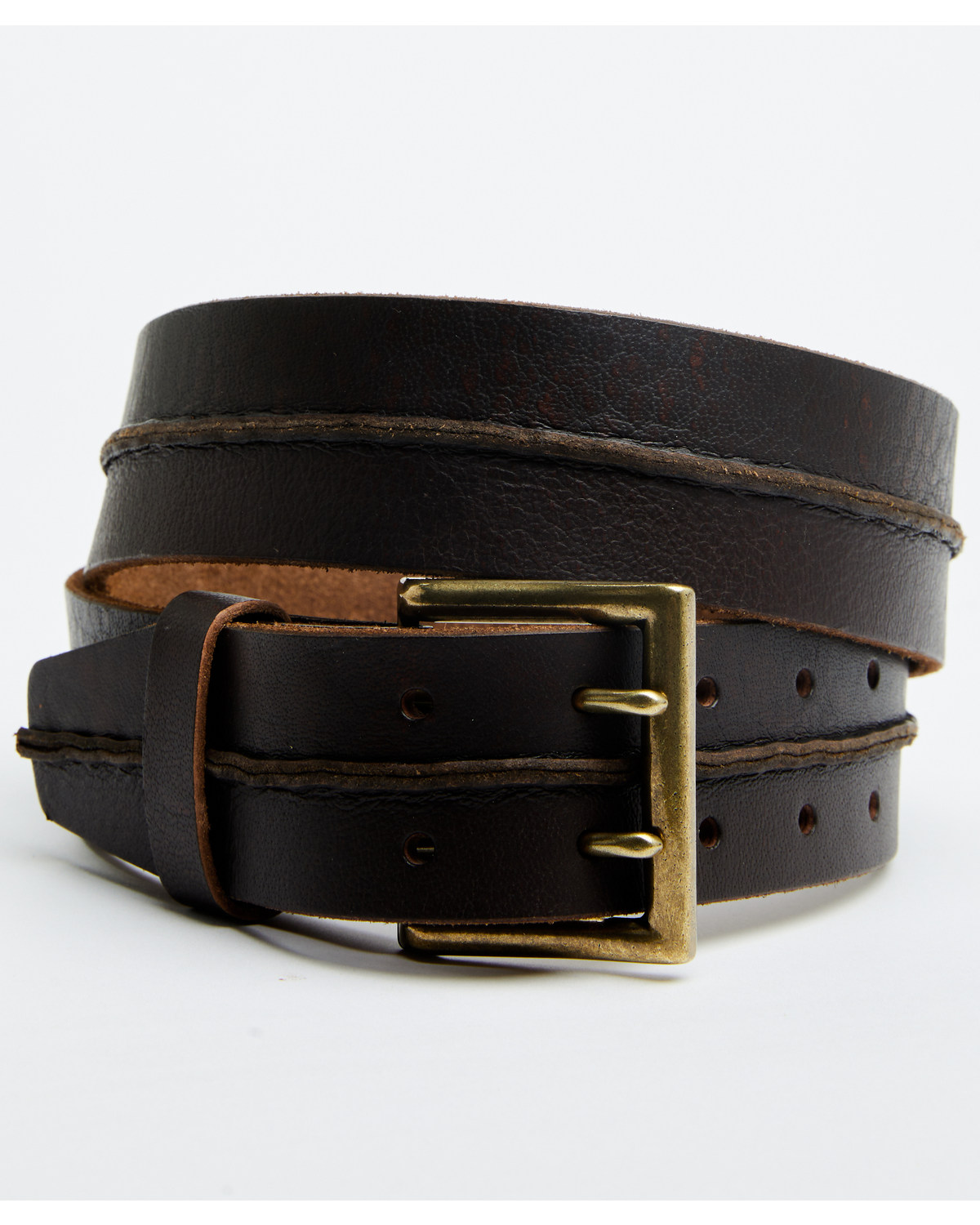 Brothers and Sons Men's Center Bump Double Prong Belt