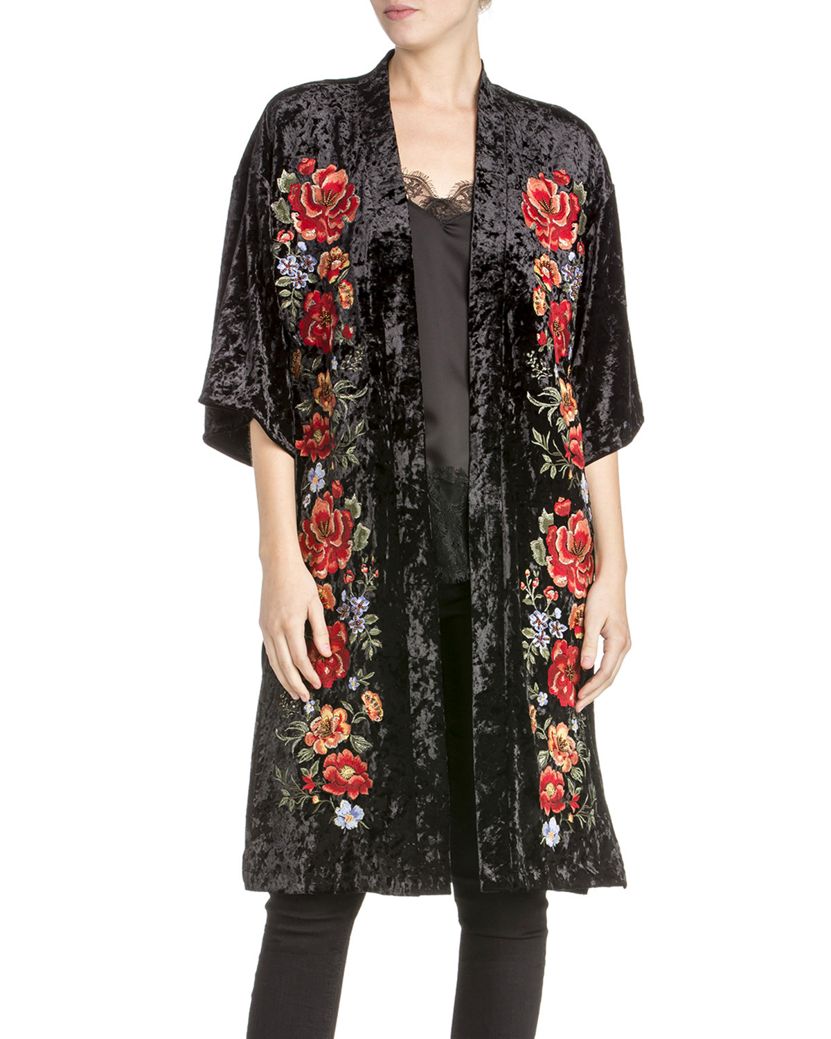 Womens velvet kimono clearance