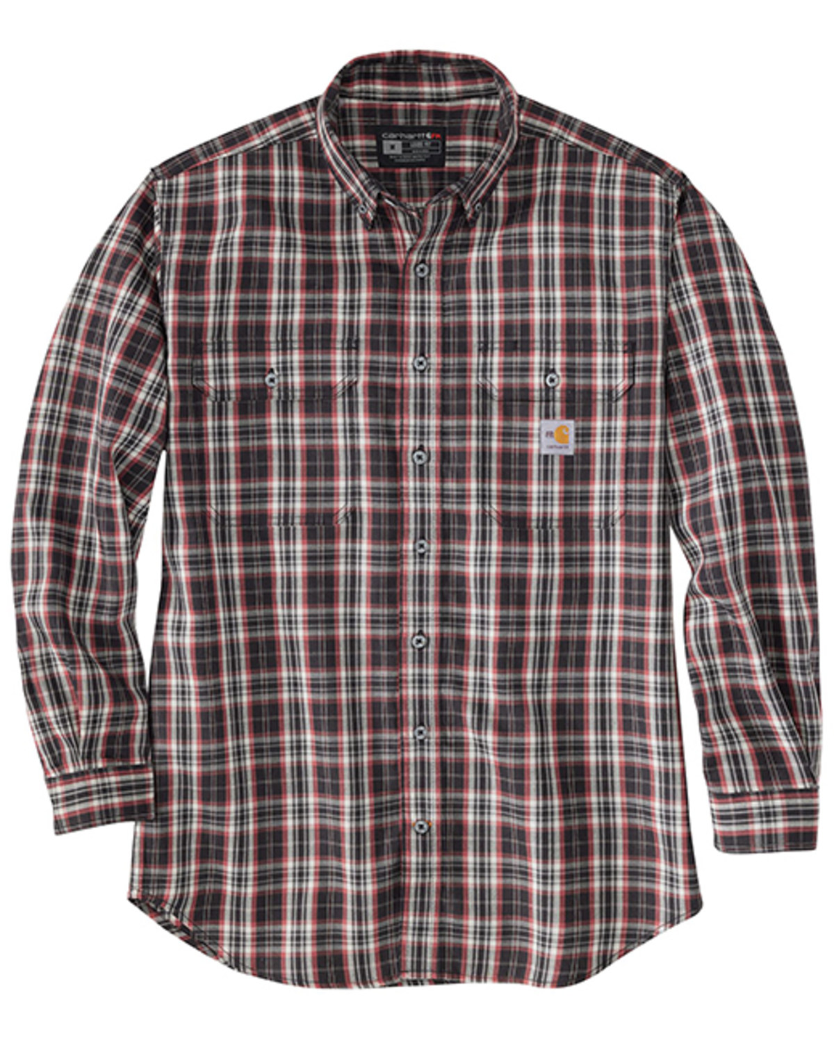 Carhartt Men's Flame Resistant Force Rugged Flex® Plaid Long Sleeve Button-Down Western Work Shirt