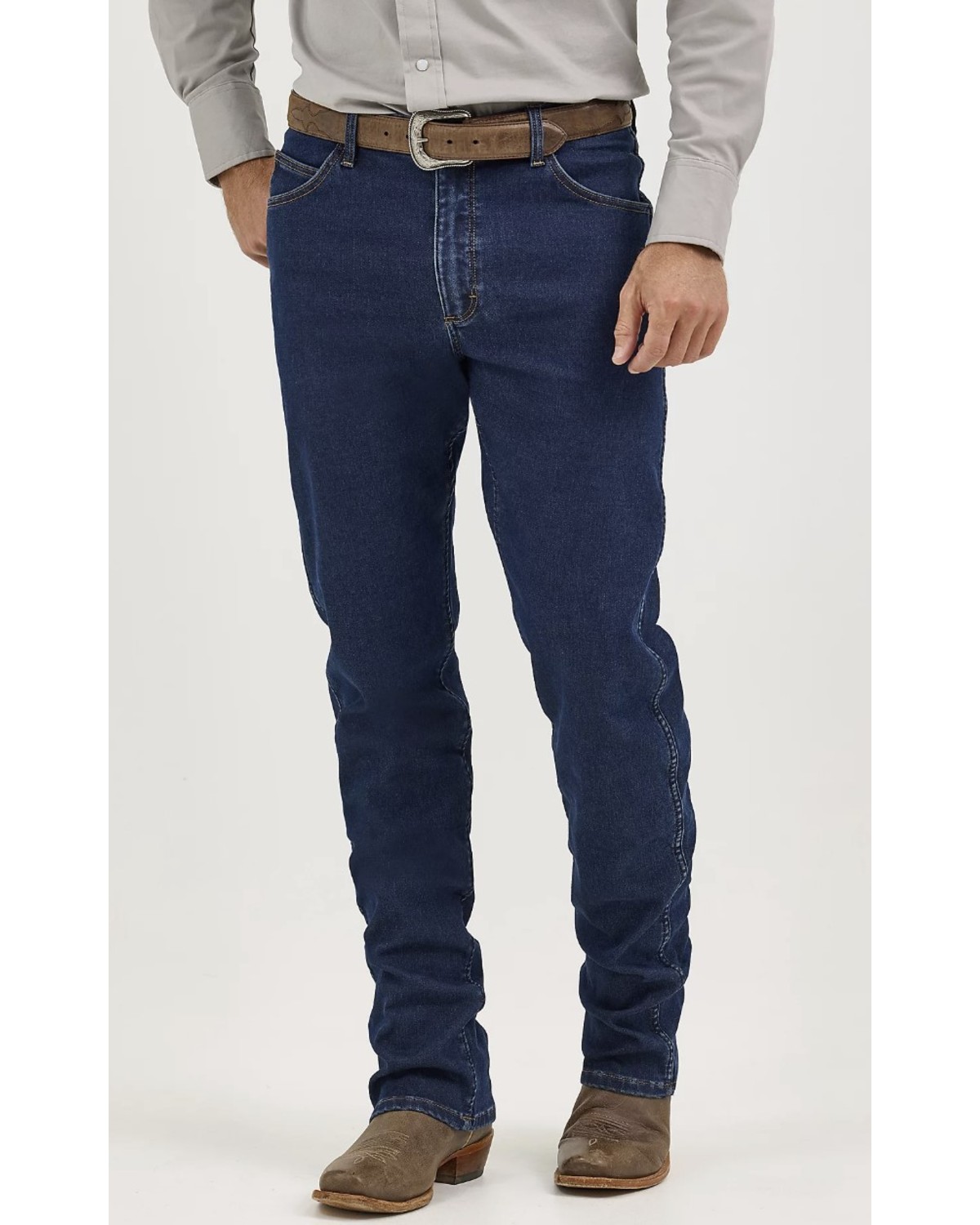 Wrangler Men's 14MWZ Cowboy Cut® Dark Wash Flannel Lined Straight Stretch Denim Jeans