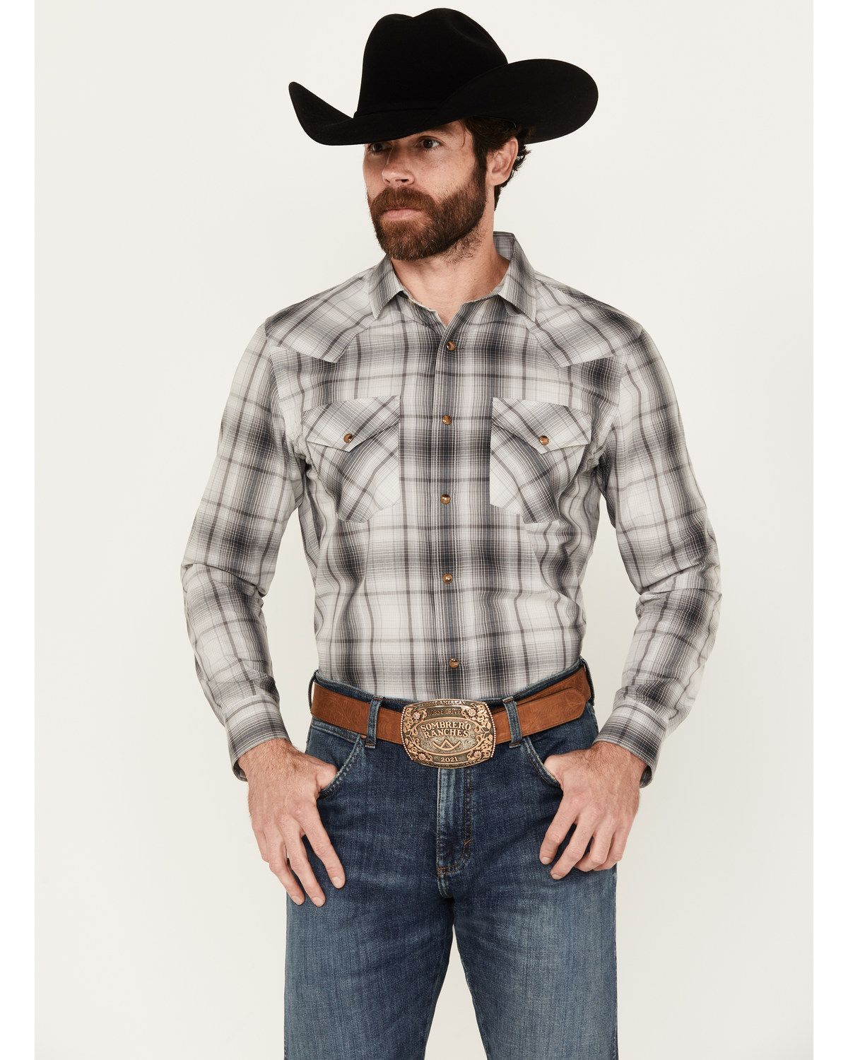 Pendleton Men's Frontier Plaid Print Long Sleeve Snap Western Shirt