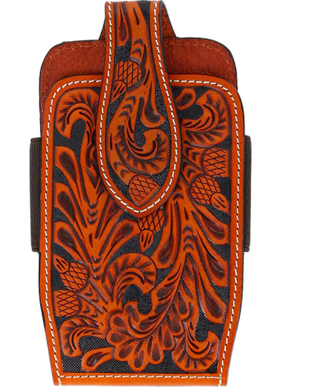 M & F Western Men's Embossed Leather Cell Phone Holder Clip-On Case