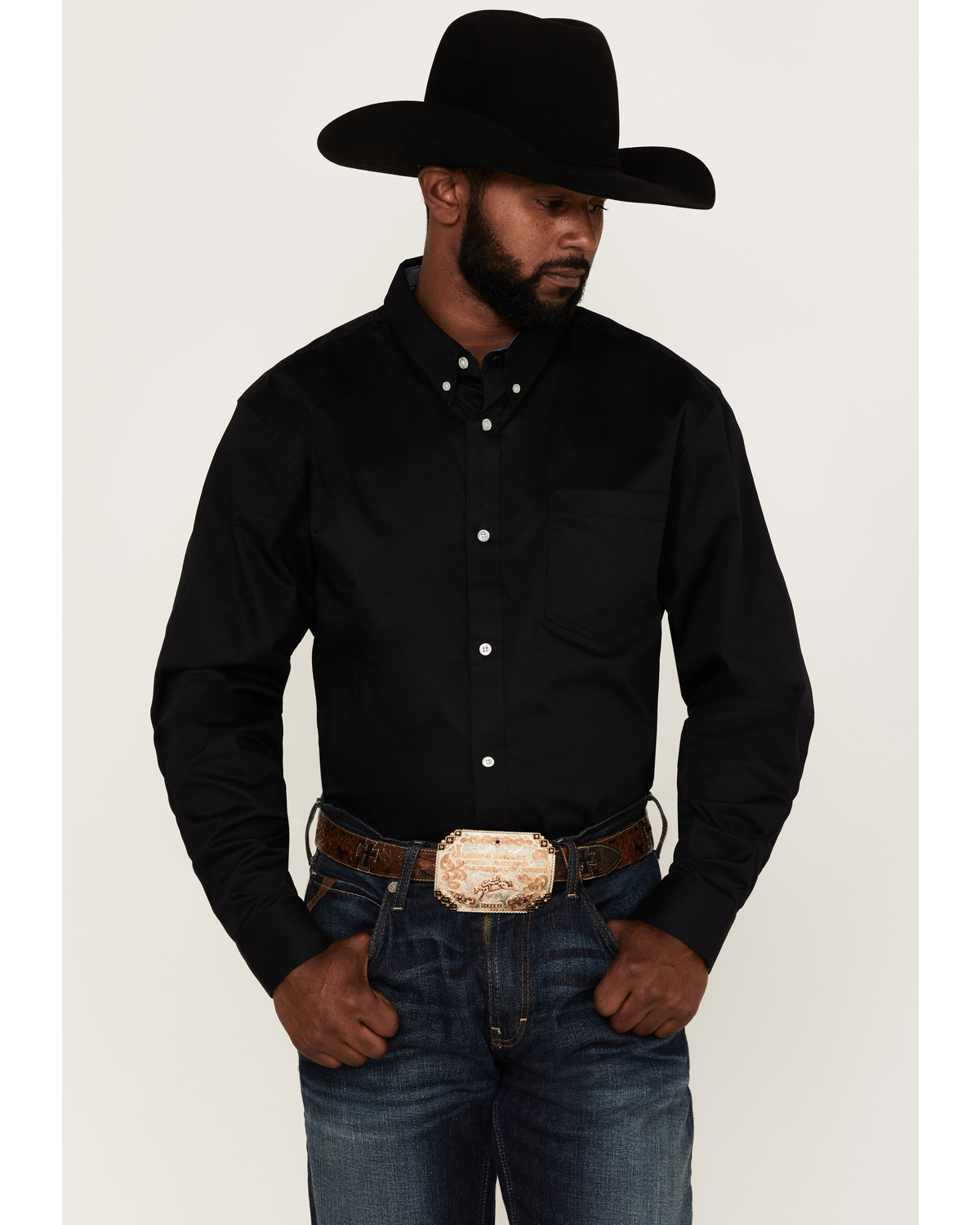 RANK 45® Men's Basic Twill Long Sleeve Button-Down Western Shirt