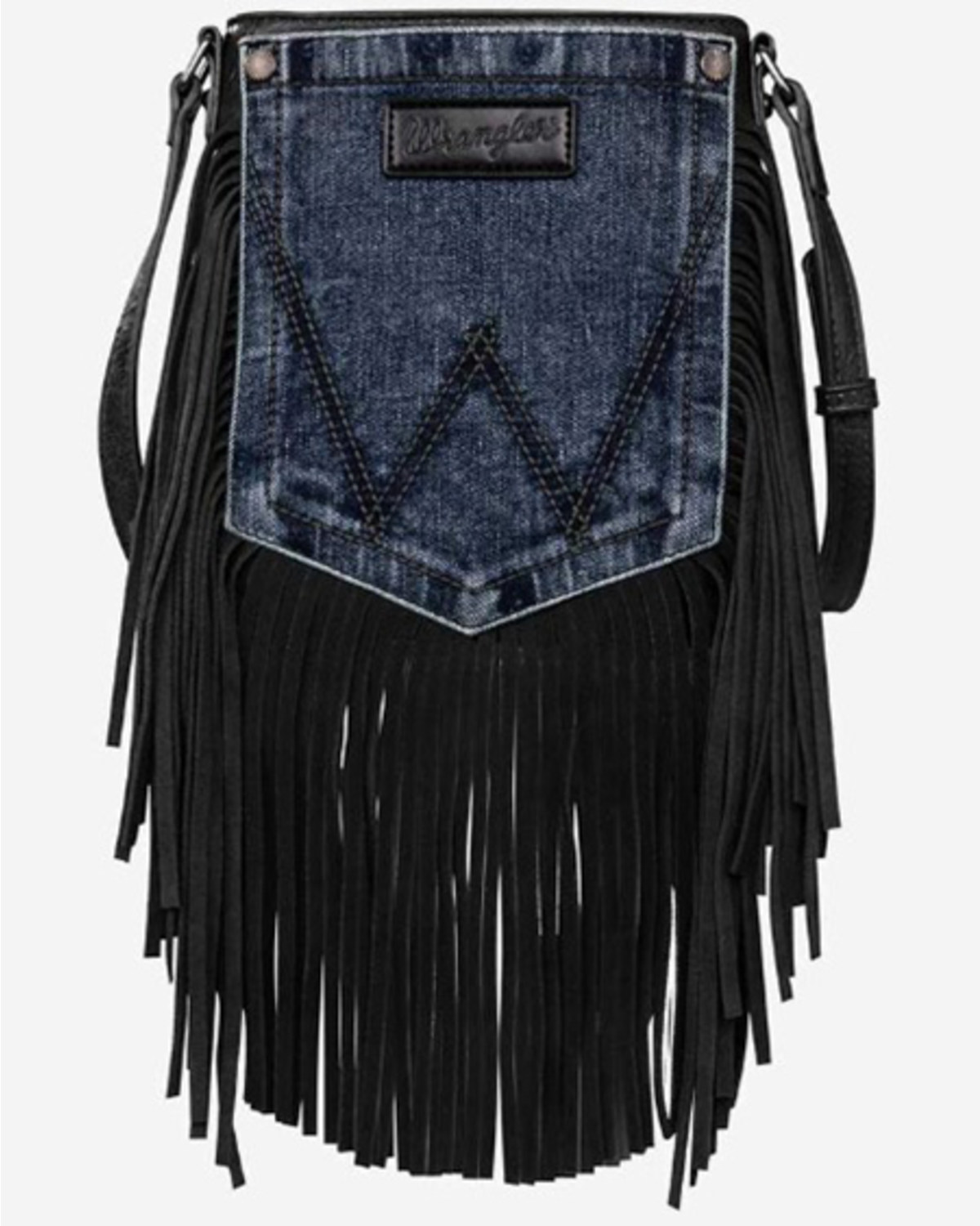 Wrangler Women's Wrangler Jean Denim Pocket Fringe Crossbody Bag