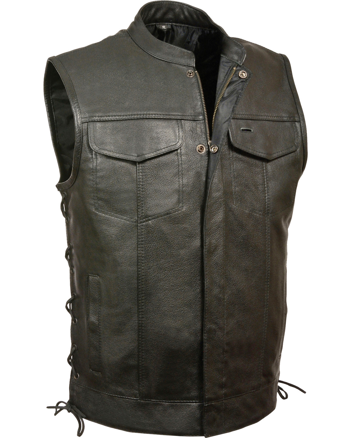 Milwaukee Leather Men's Side Lace Snap / Zip Front Club Style Vest