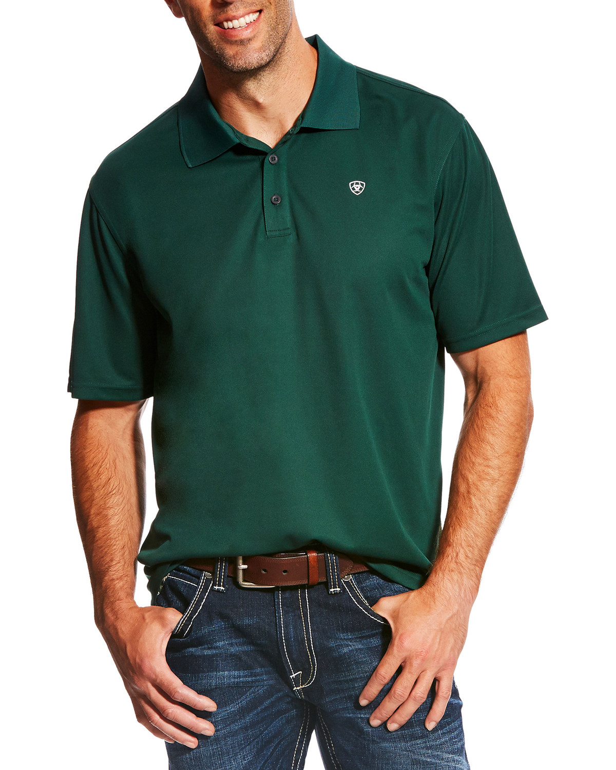 Ariat Men's Solid Tek Short Sleeve Polo Shirt