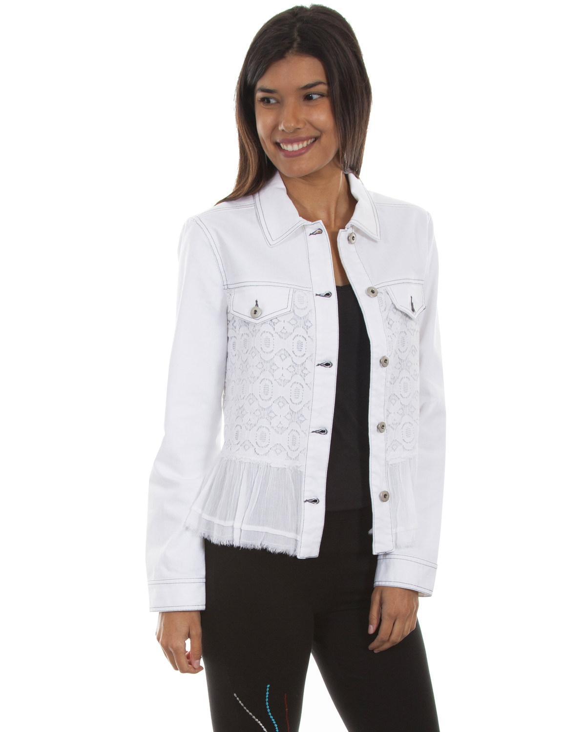 Scully Women S Georgette Ruffle Denim Jacket Boot Barn
