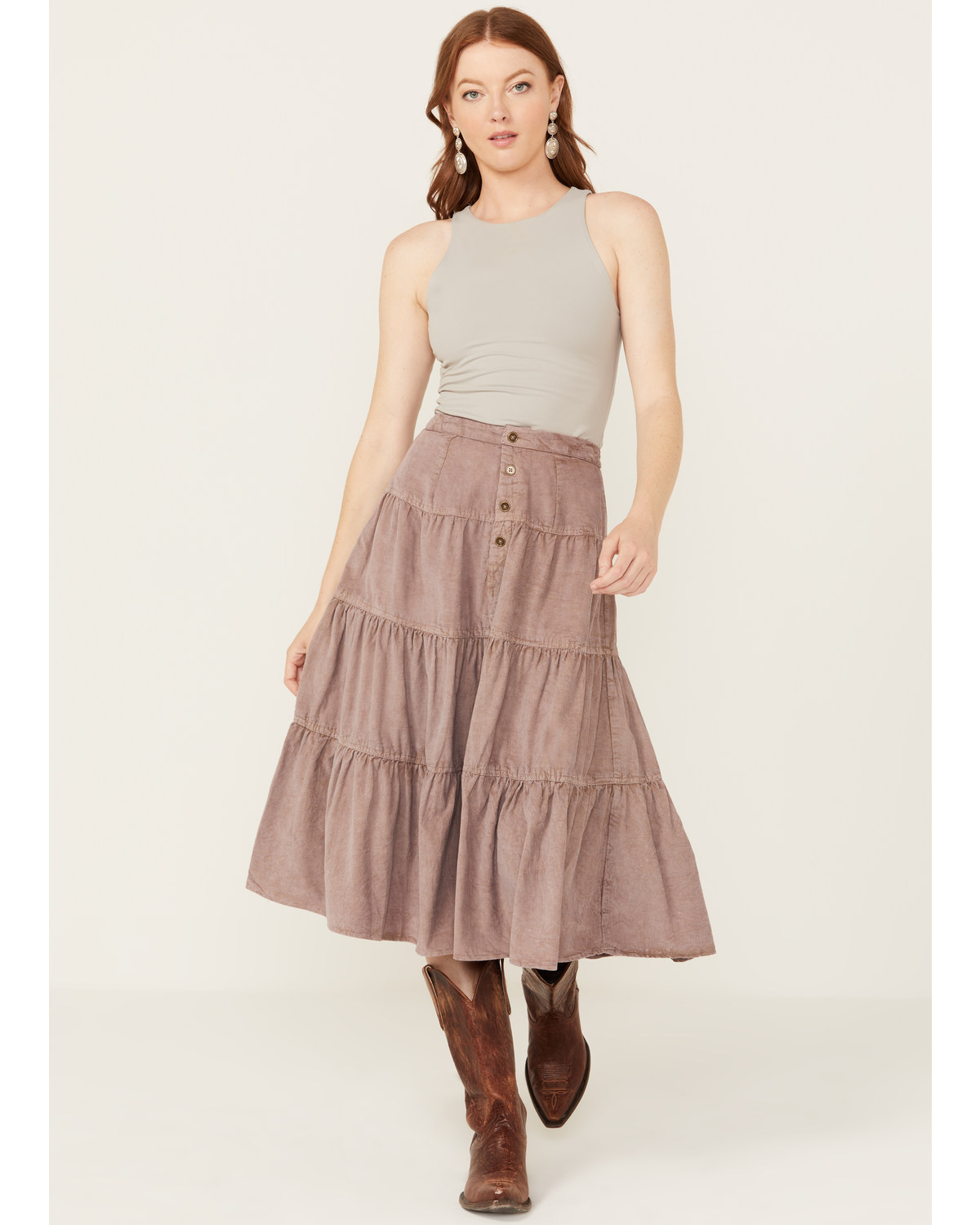 Angie Women's Tiered Midi Skirt