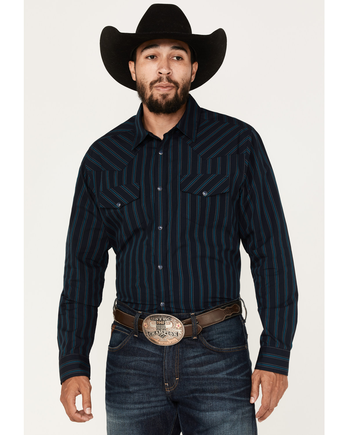 Gibson Men's Line Drive Striped Long Sleeve Snap Western Shirt