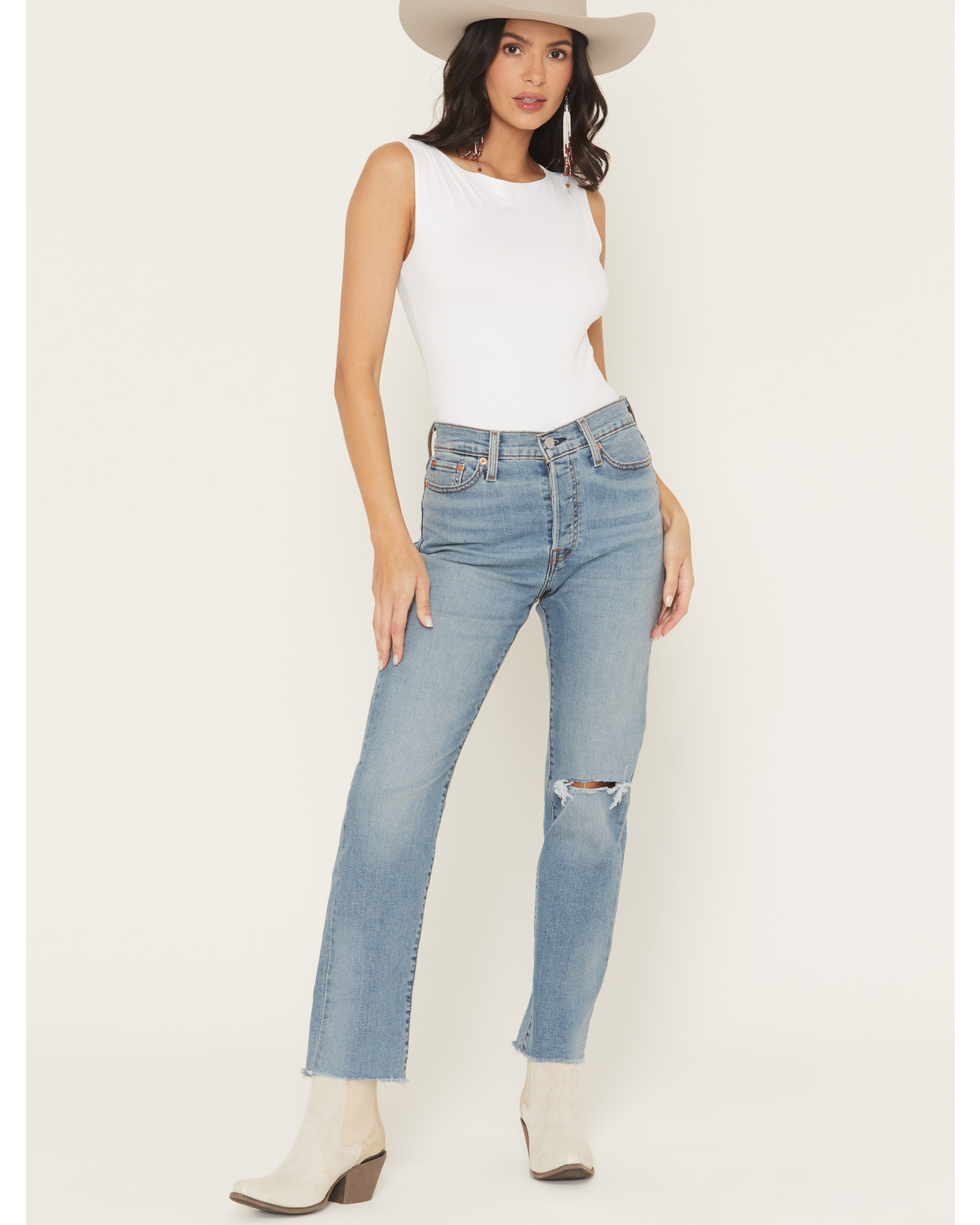 Levi's Women's Night Shift Light Wash High Rise Wedgie Straight Stretch Denim Jeans