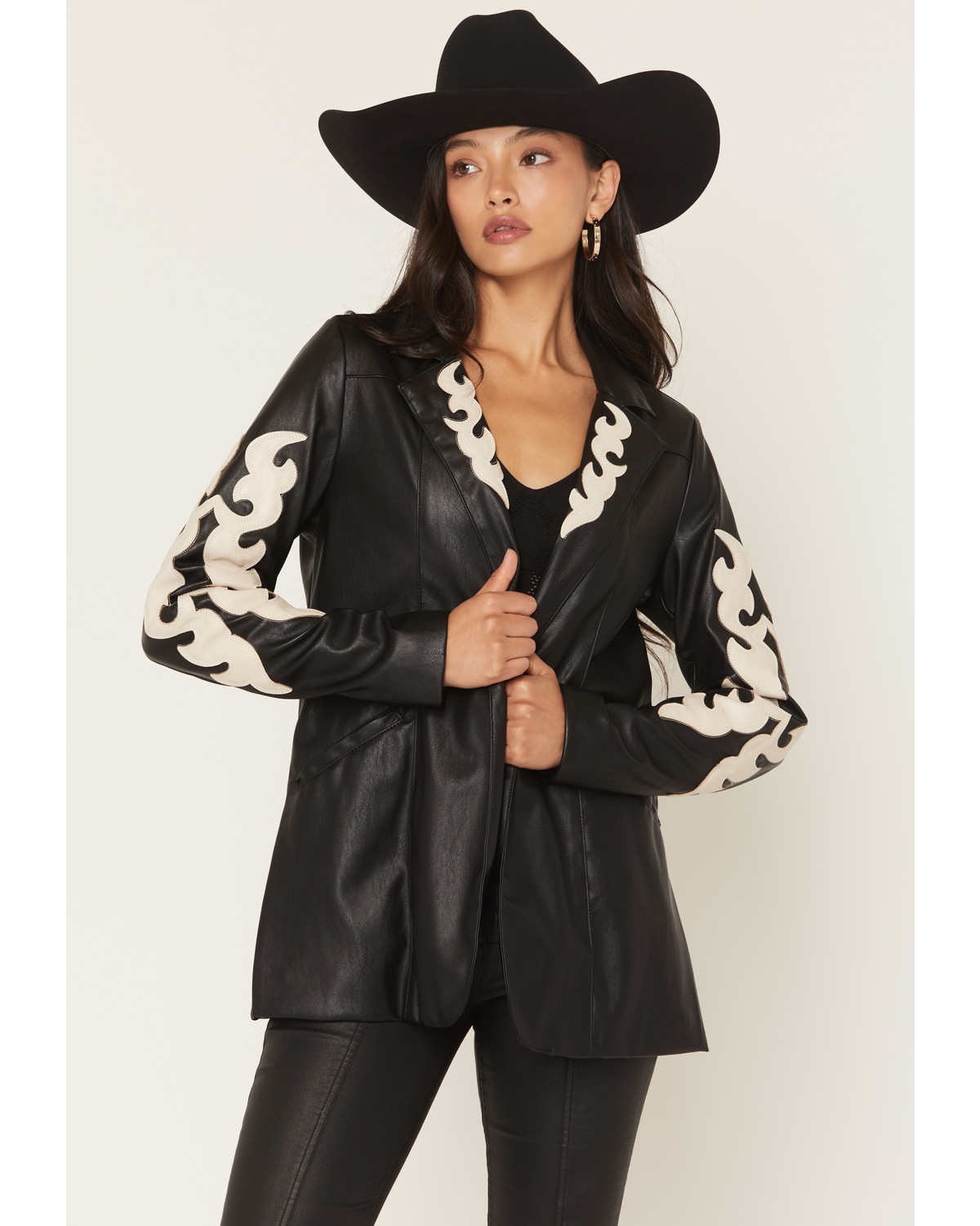 Rock & Roll Denim Women's Two Tone Western Pleather Blazer